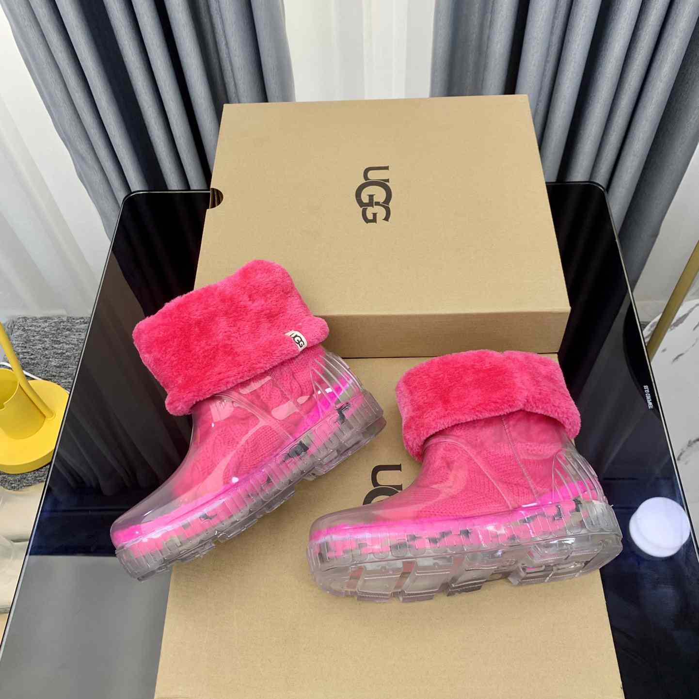 Ugg Drizlita Clear Womens Taffy Pink Fashion Boots - DopestKickz