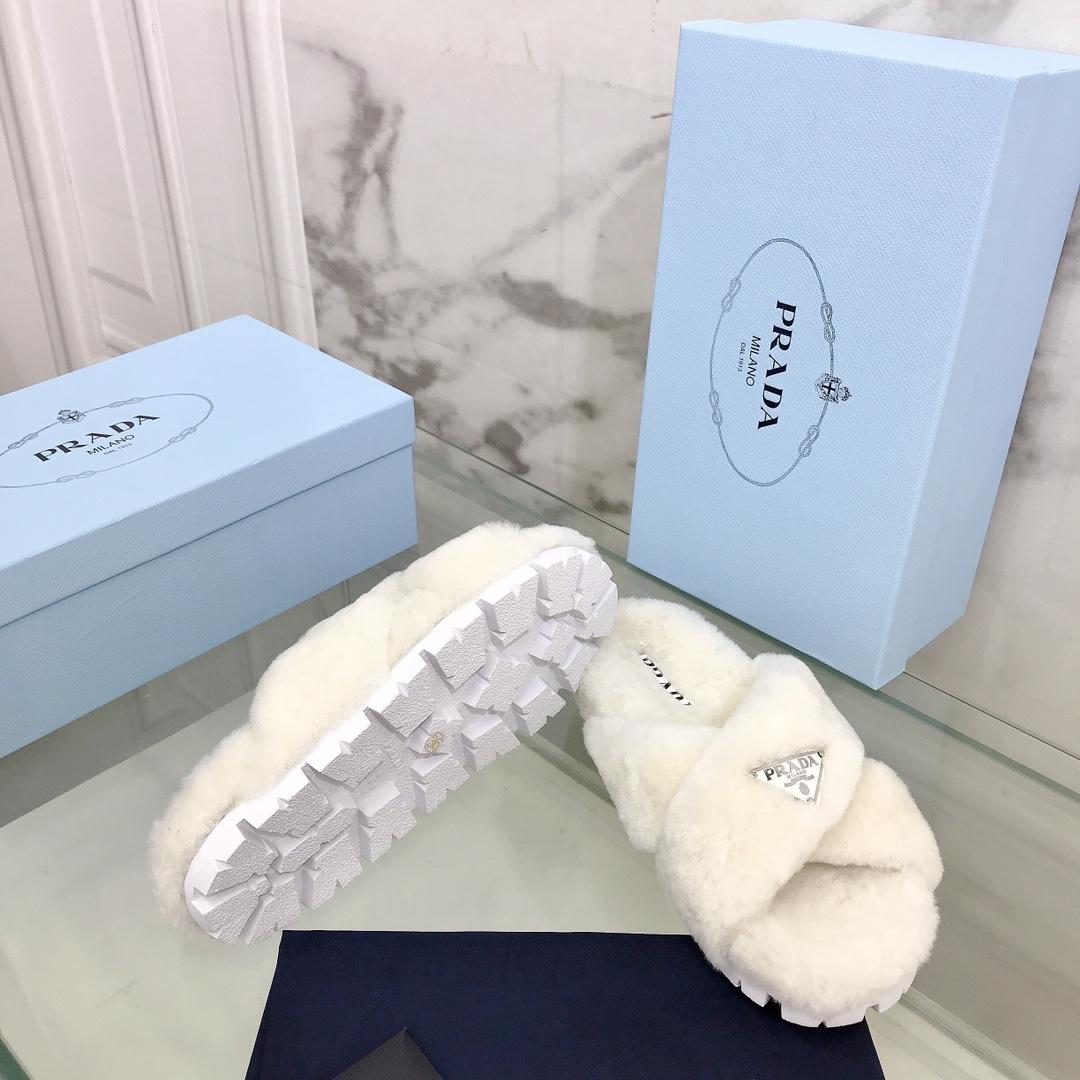 Prada Shearling Sandals - DopestKickz