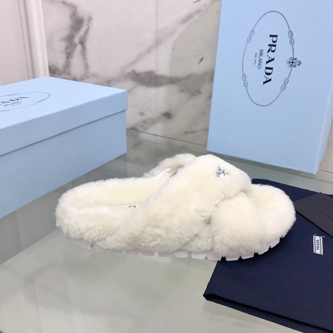 Prada Shearling Sandals - DopestKickz