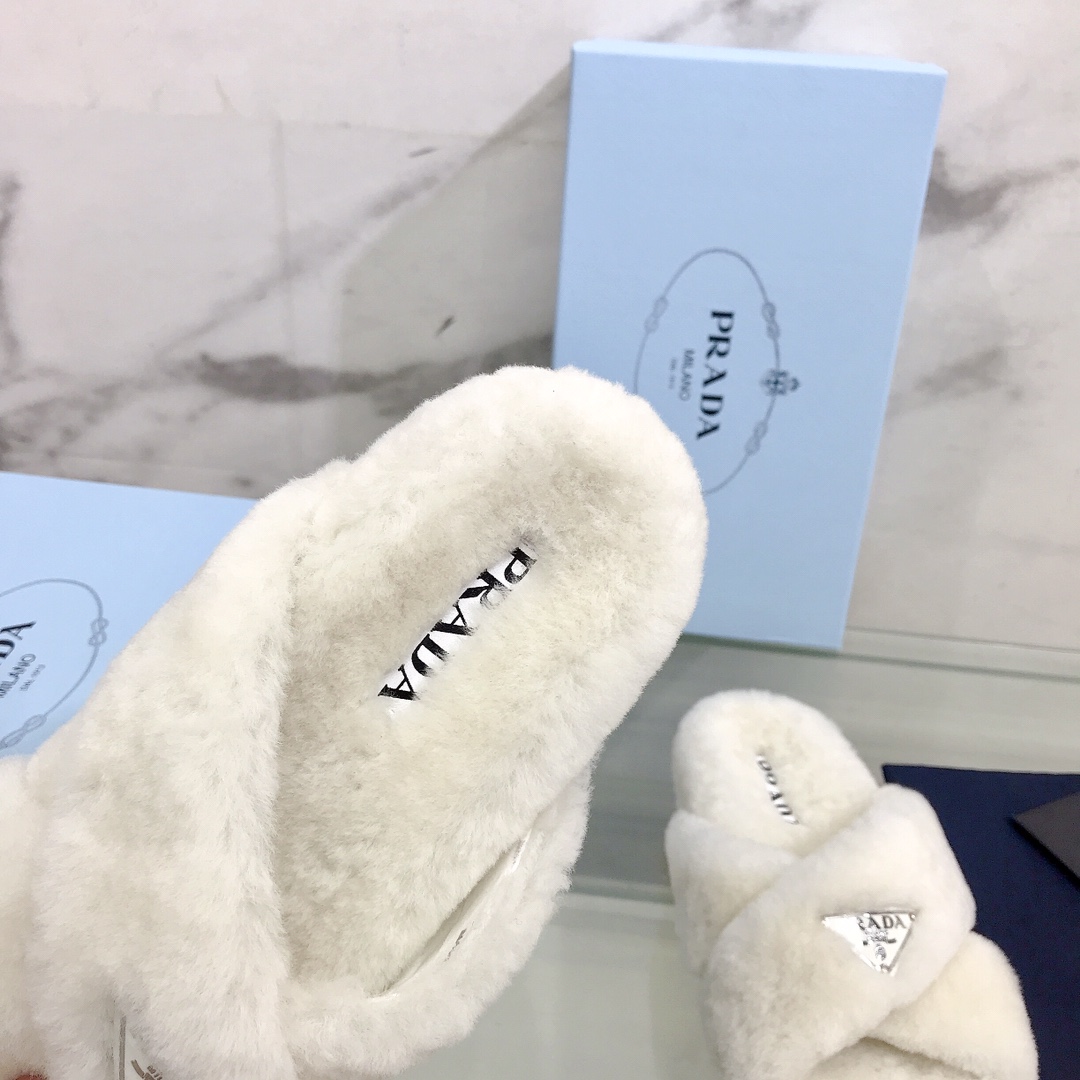Prada Shearling Sandals - DopestKickz