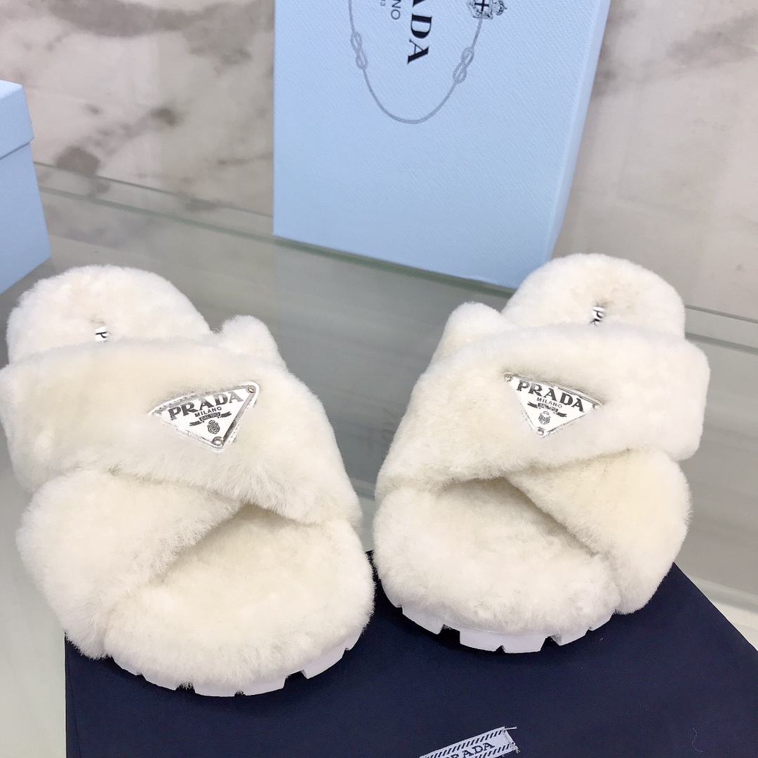 Prada Shearling Sandals - DopestKickz