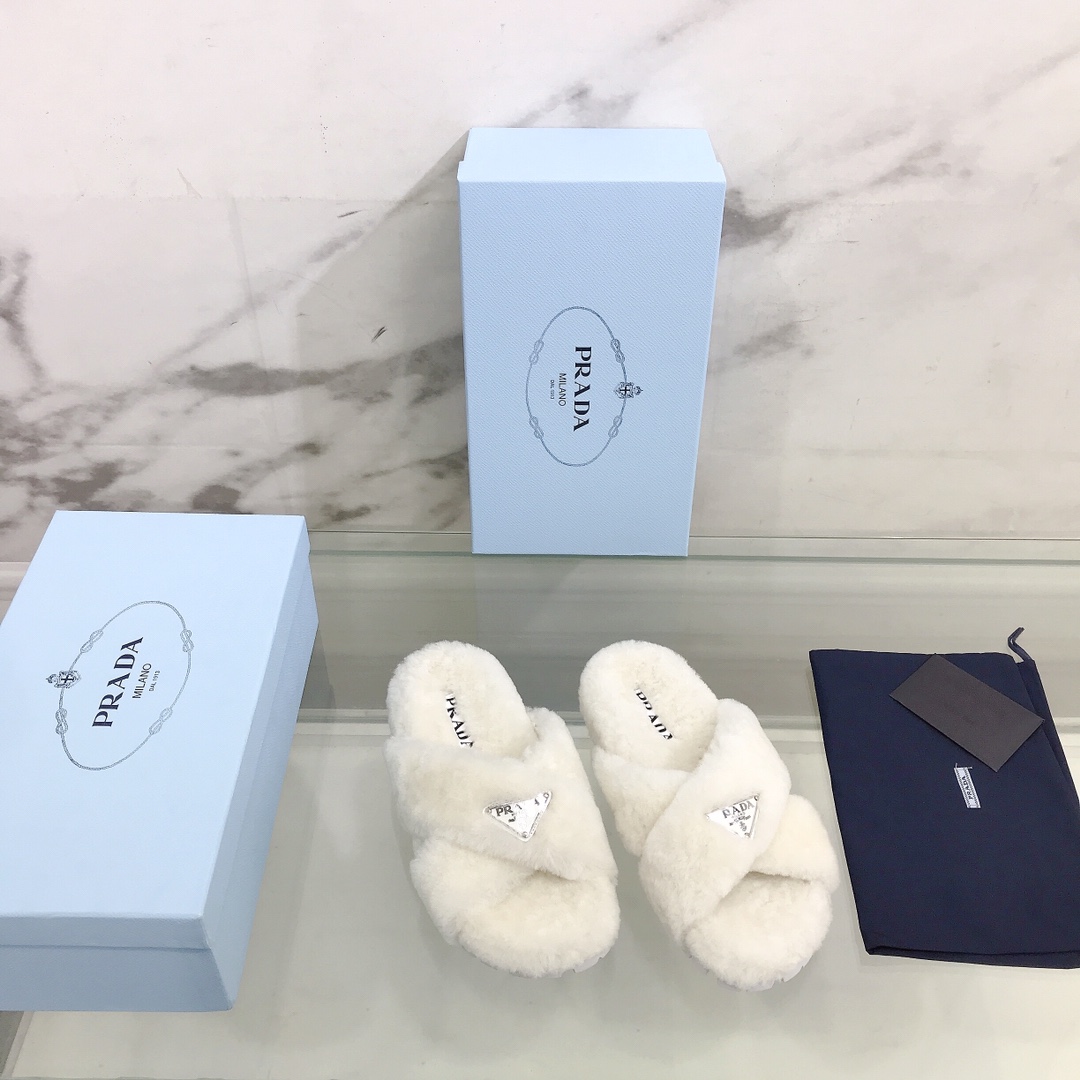 Prada Shearling Sandals - DopestKickz