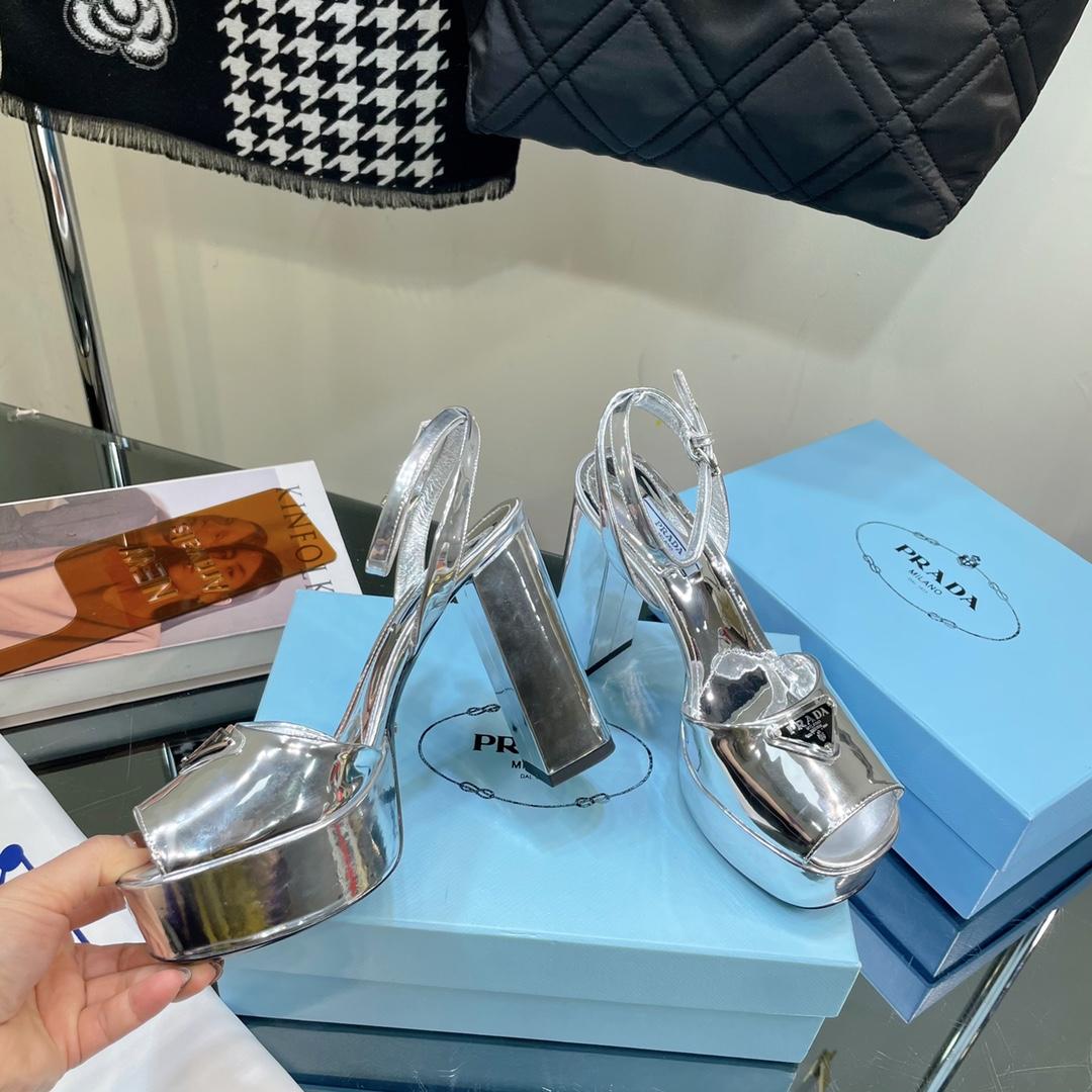 Prada Metallic Leather Platform Sandals - DopestKickz