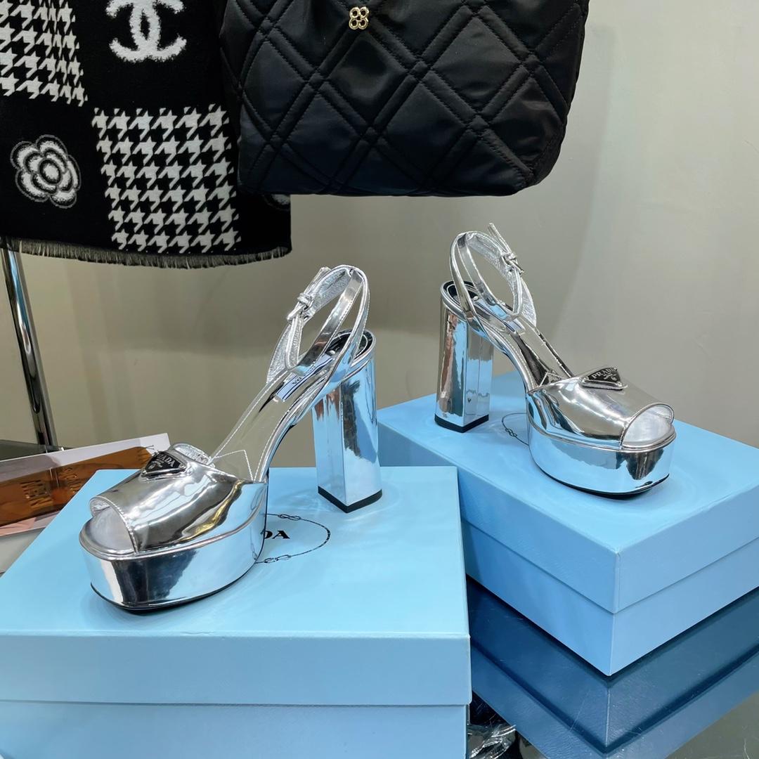 Prada Metallic Leather Platform Sandals - DopestKickz