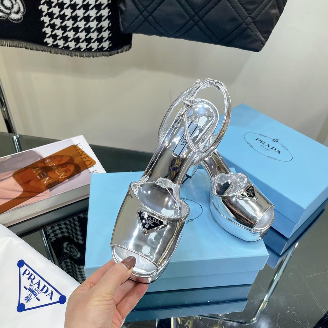 Prada Metallic Leather Platform Sandals - DopestKickz