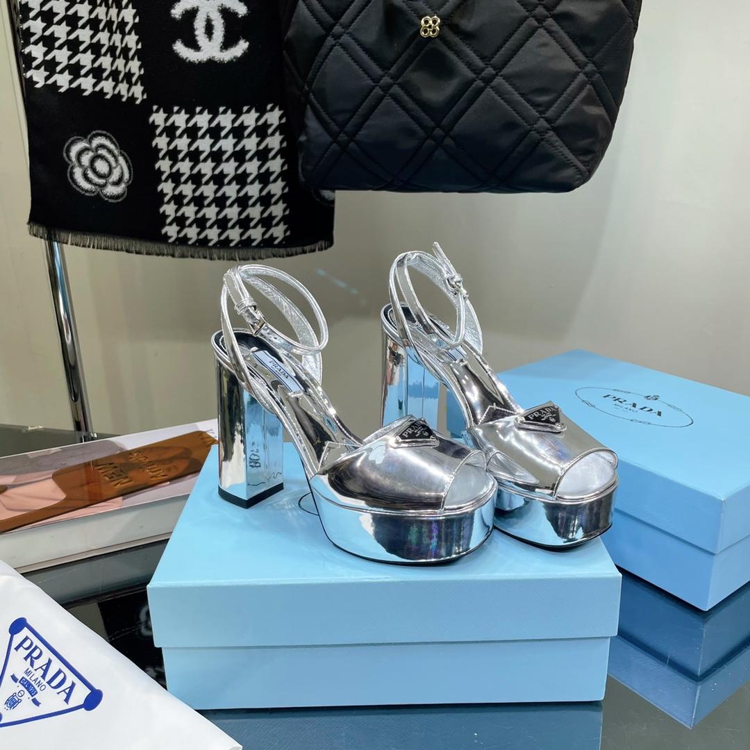 Prada Metallic Leather Platform Sandals - DopestKickz