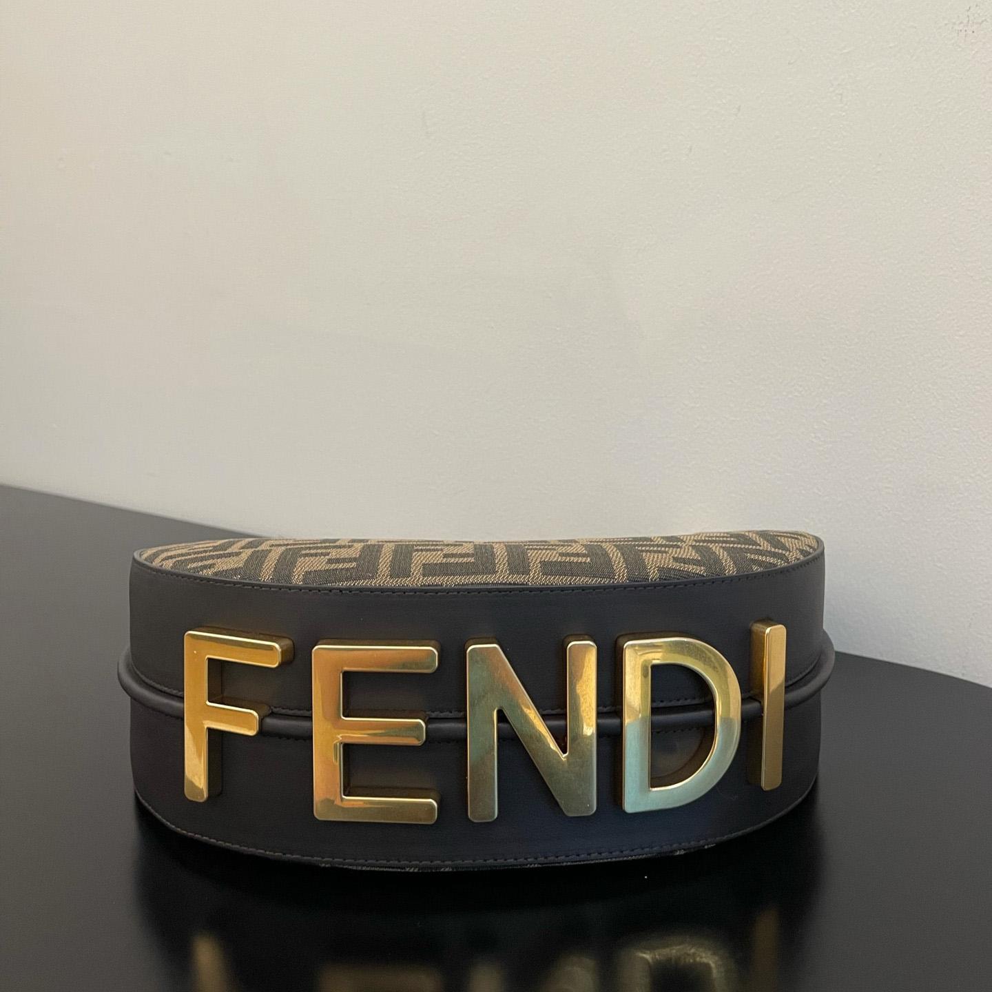 Fendi Fendigraphy Small Brown FF Fabric Bag(29x24.5x10cm) - DopestKickz