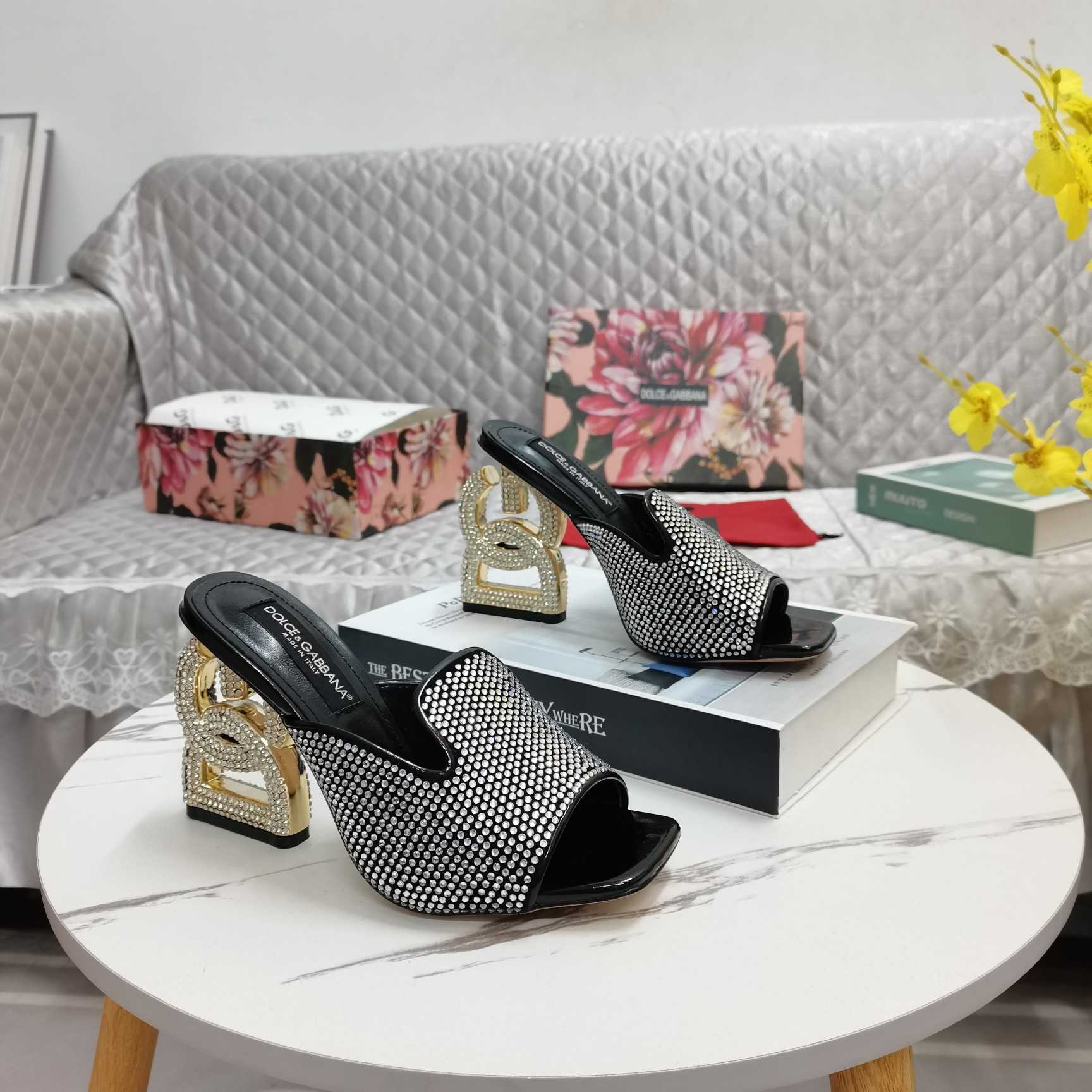 Dolce & Gabbana Mules With Fusible Rhinestone Detailing And DG Pop Heel - DopestKickz