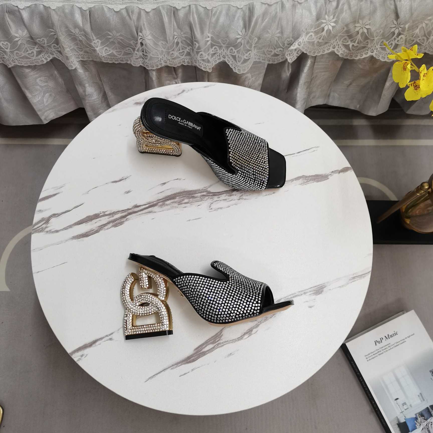 Dolce & Gabbana Mules With Fusible Rhinestone Detailing And DG Pop Heel - DopestKickz