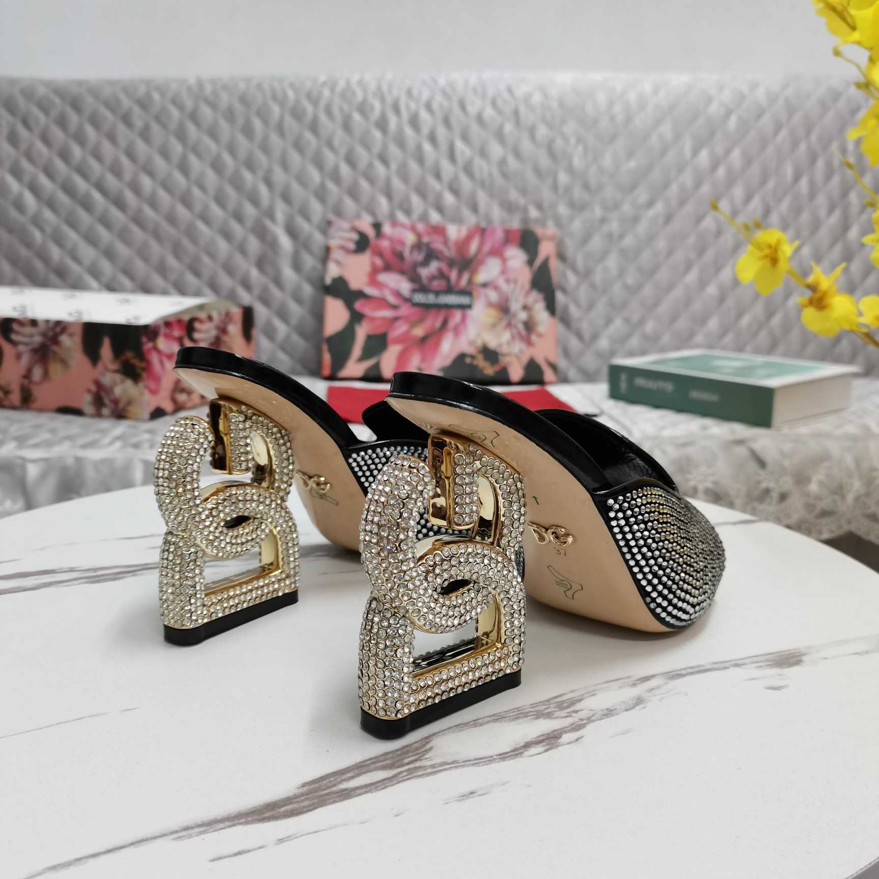 Dolce & Gabbana Mules With Fusible Rhinestone Detailing And DG Pop Heel - DopestKickz