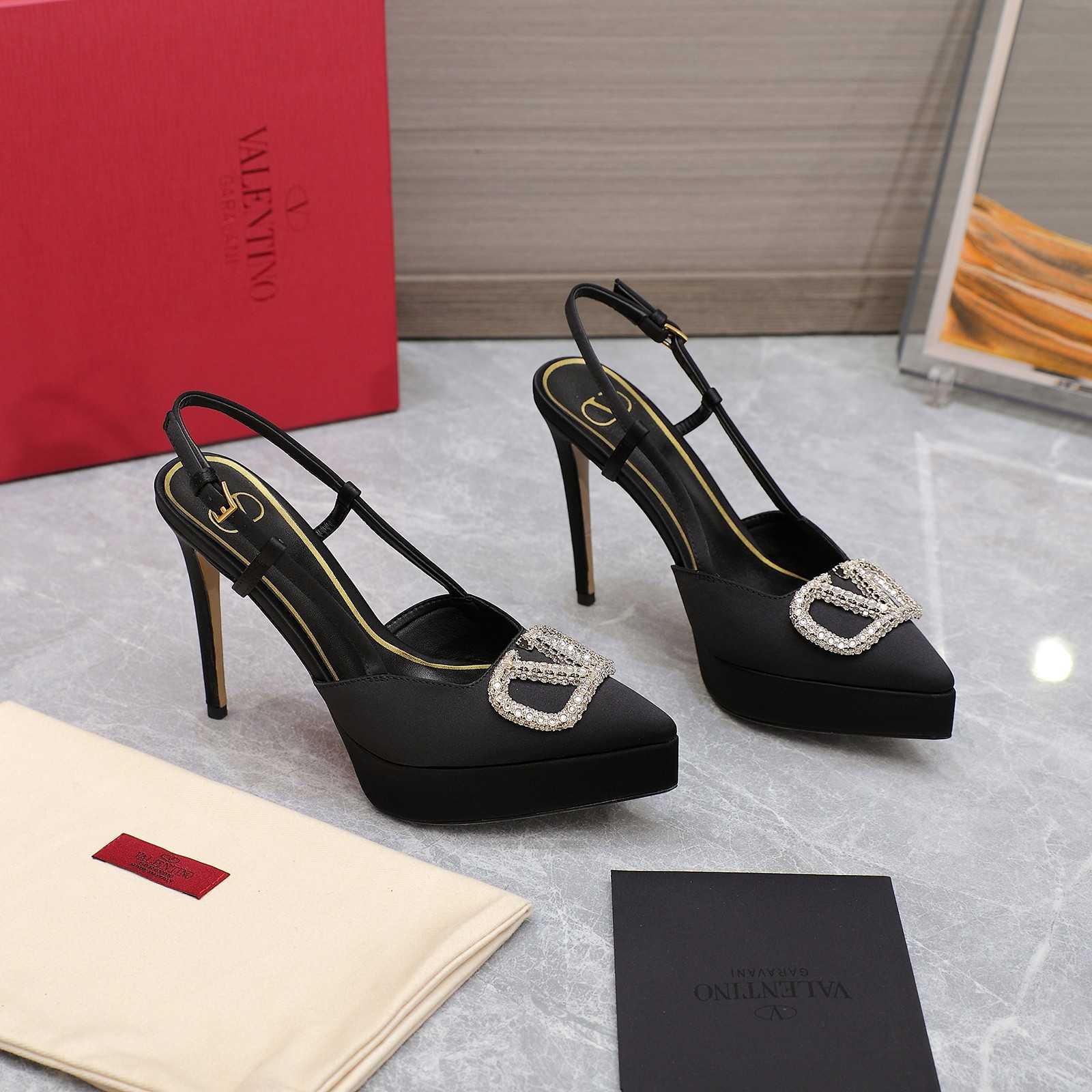 Valenti VLogo Signature Satin Slingback Platform Pumps - DopestKickz
