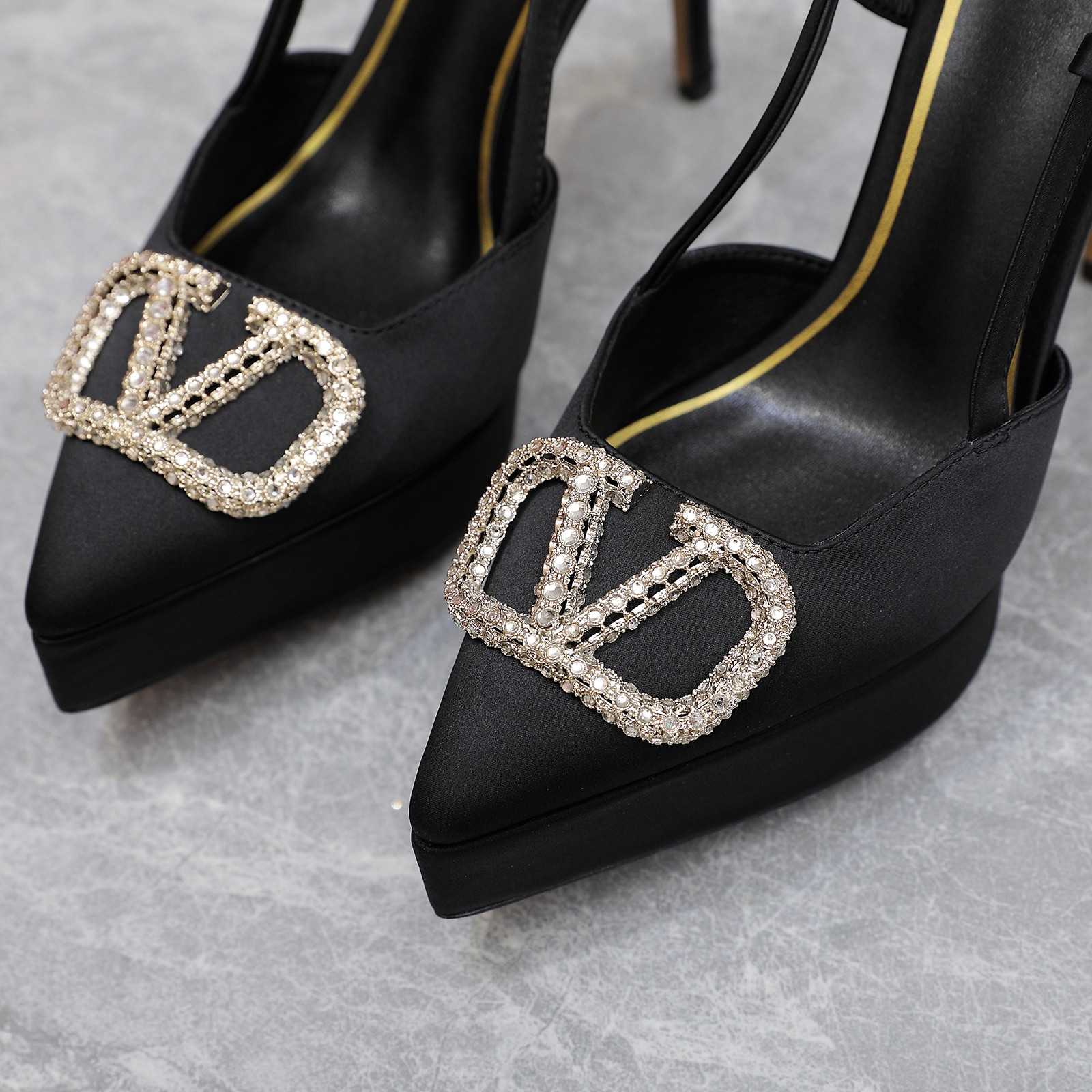 Valenti VLogo Signature Satin Slingback Platform Pumps - DopestKickz