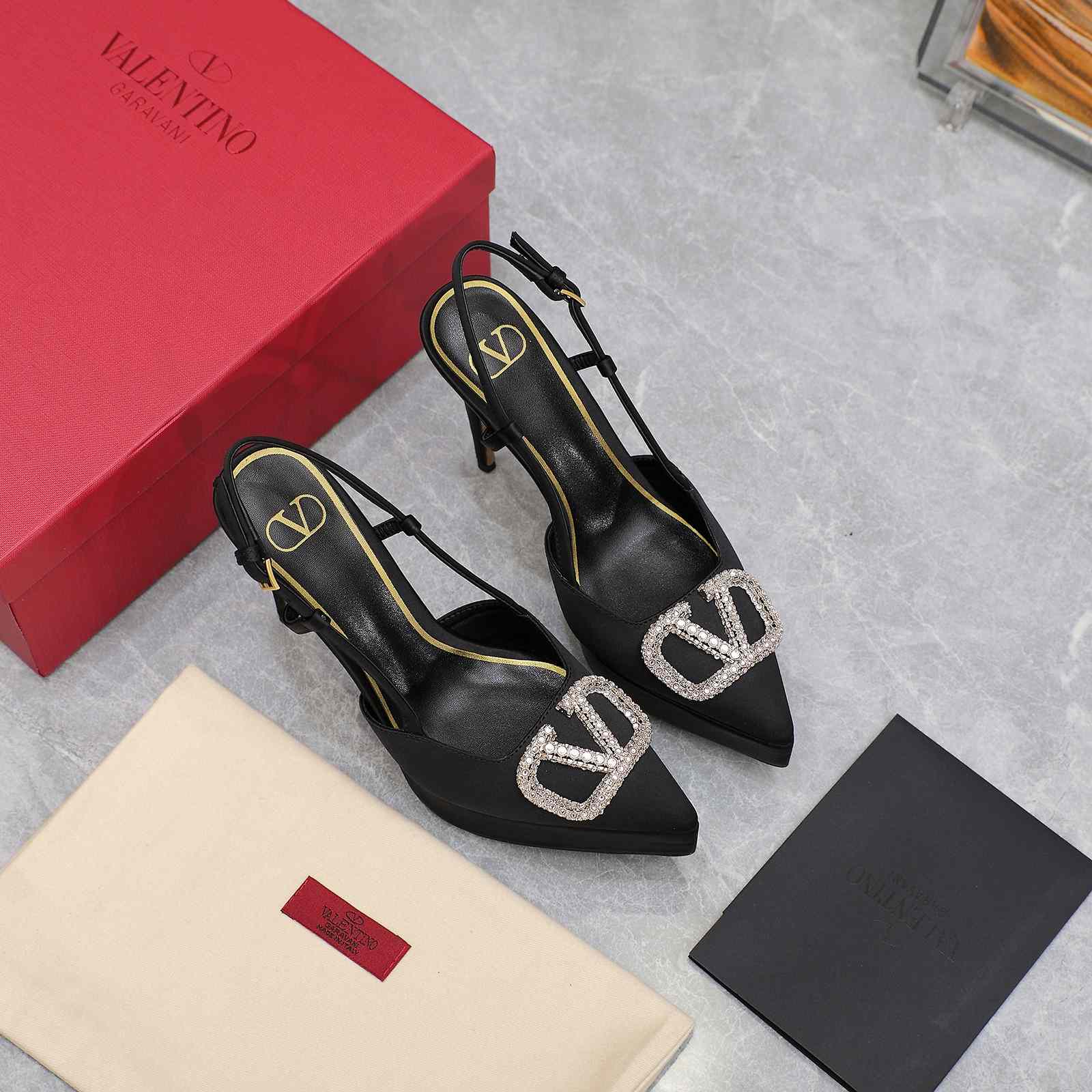 Valenti VLogo Signature Satin Slingback Platform Pumps - DopestKickz