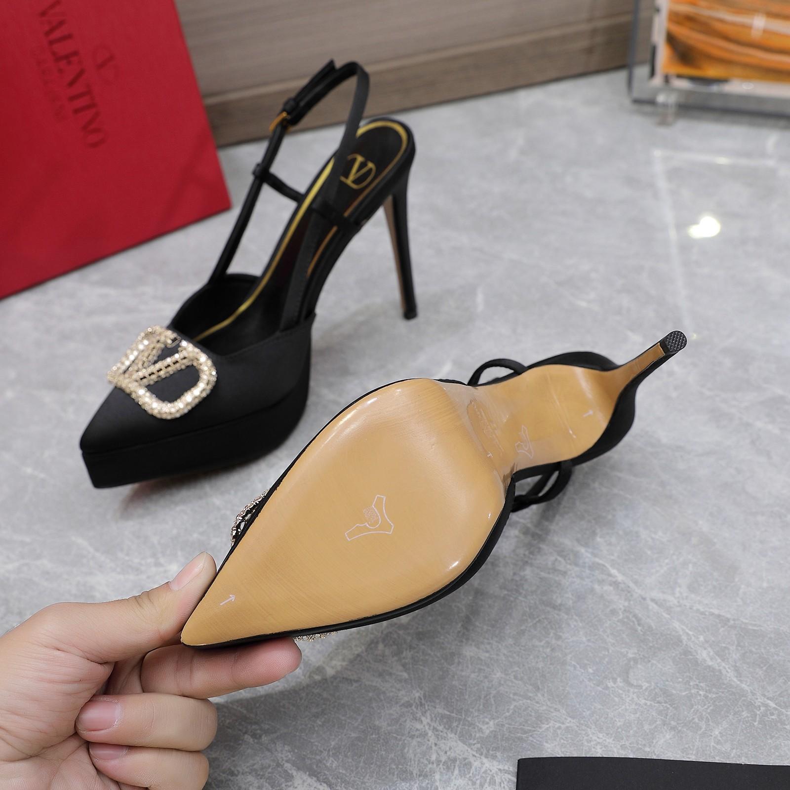 Valenti VLogo Signature Satin Slingback Platform Pumps - DopestKickz