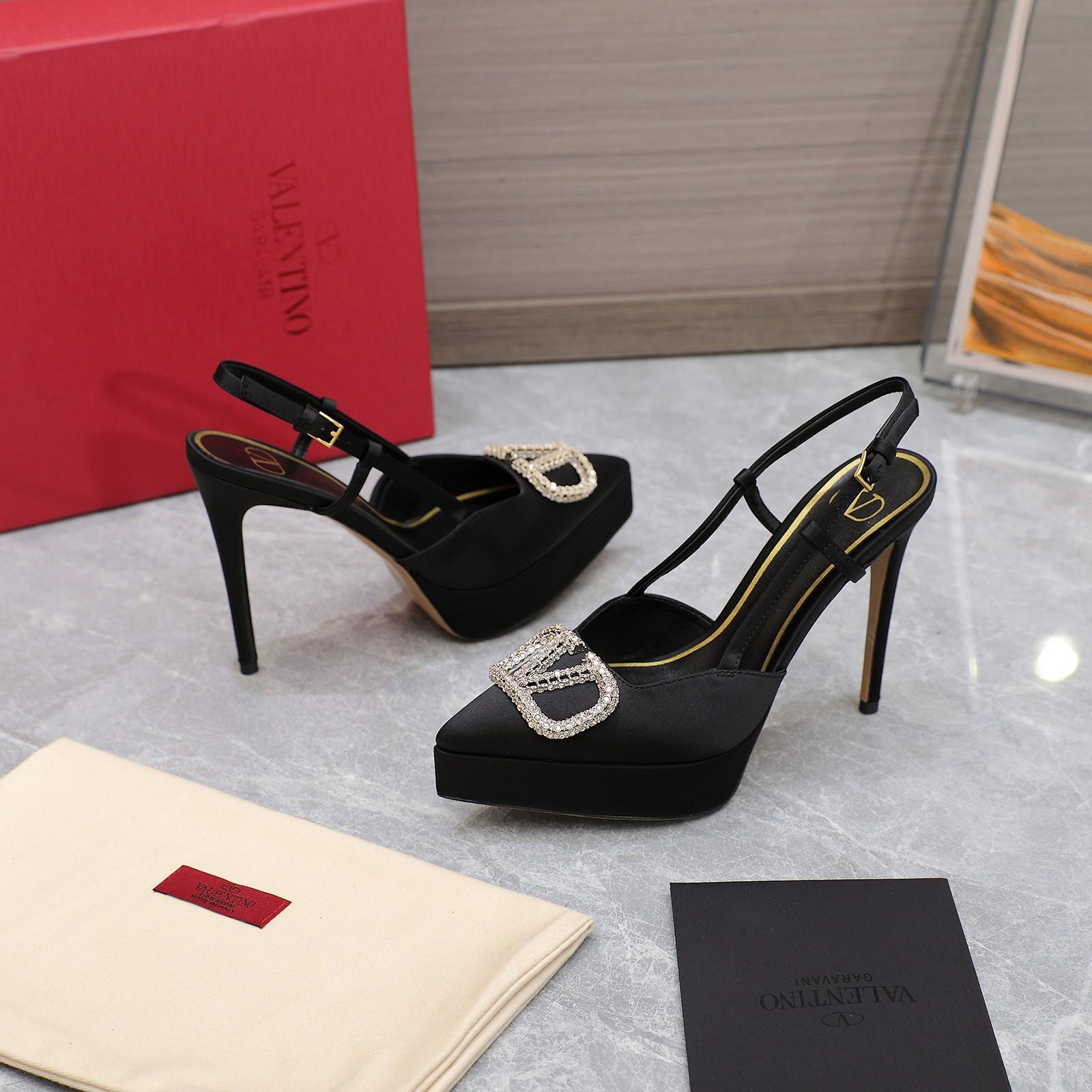 Valenti VLogo Signature Satin Slingback Platform Pumps - DopestKickz