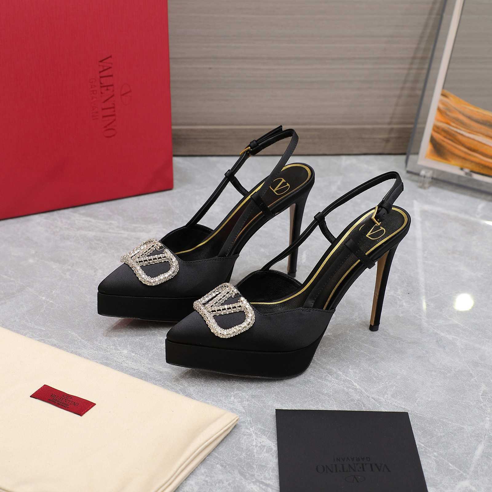 Valenti VLogo Signature Satin Slingback Platform Pumps - DopestKickz