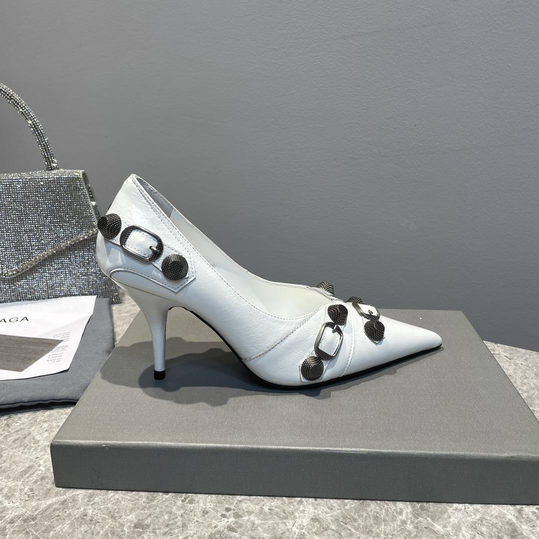 Balenciaga Cagole 90mm Pump In White - DopestKickz