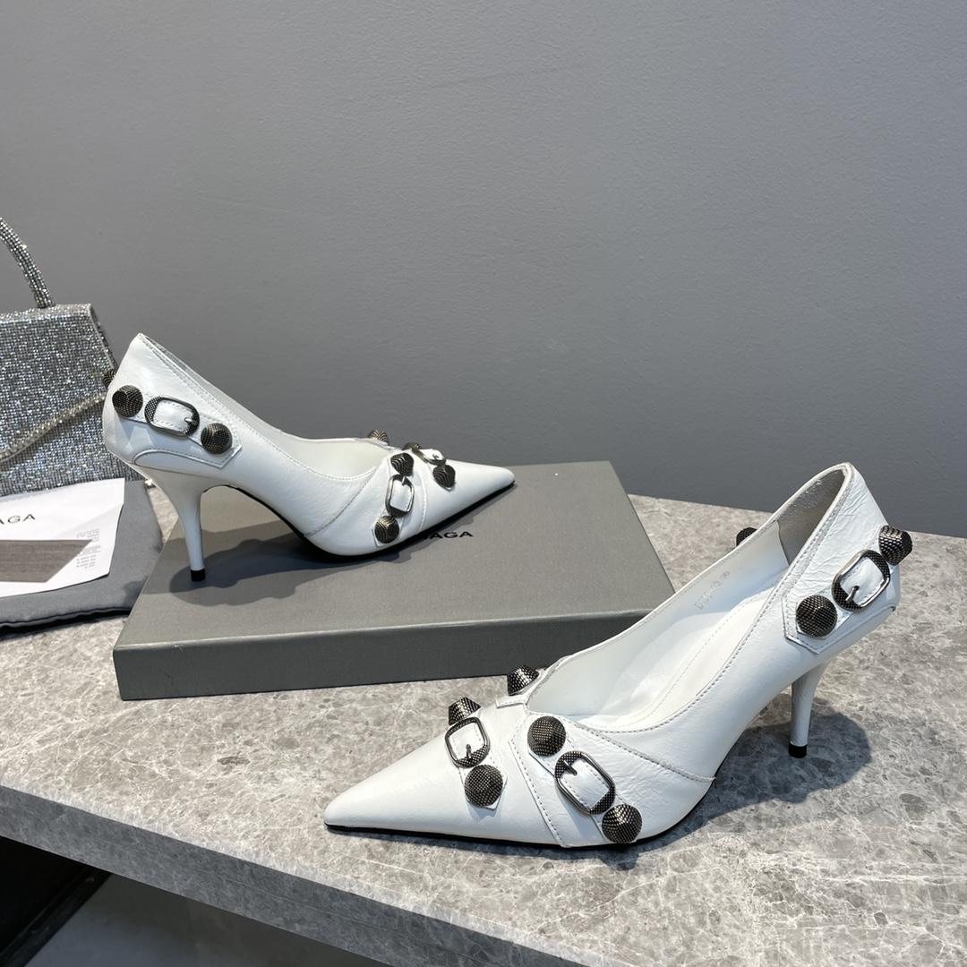 Balenciaga Cagole 90mm Pump In White - DopestKickz