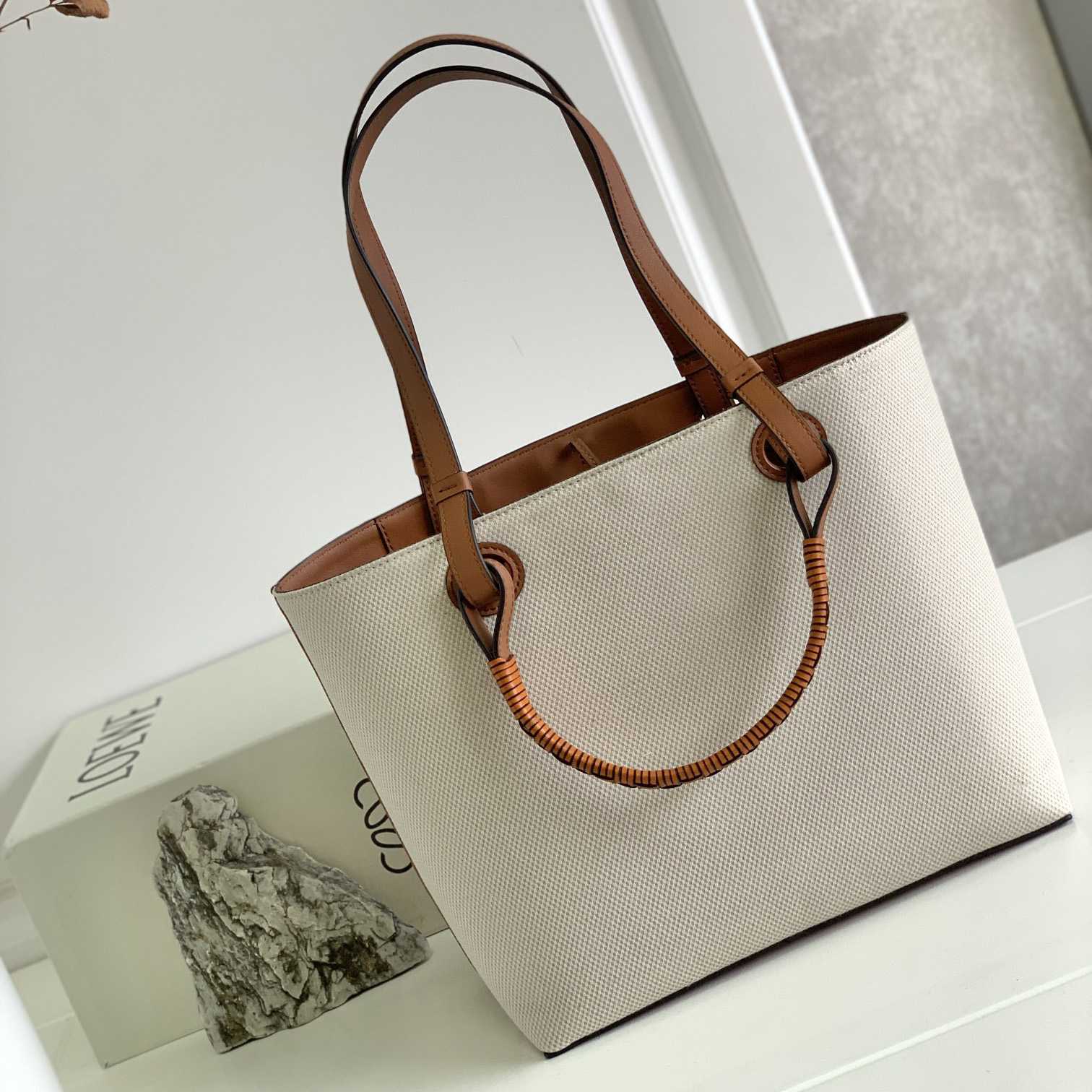 Loewe Small Anagram Tote Bag In Jacquard And Calfskin - DopestKickz