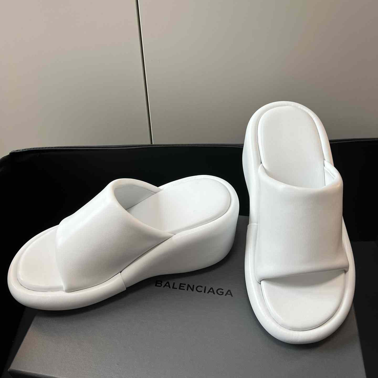 Balenciaga White Rise Wedge Sandals - DopestKickz
