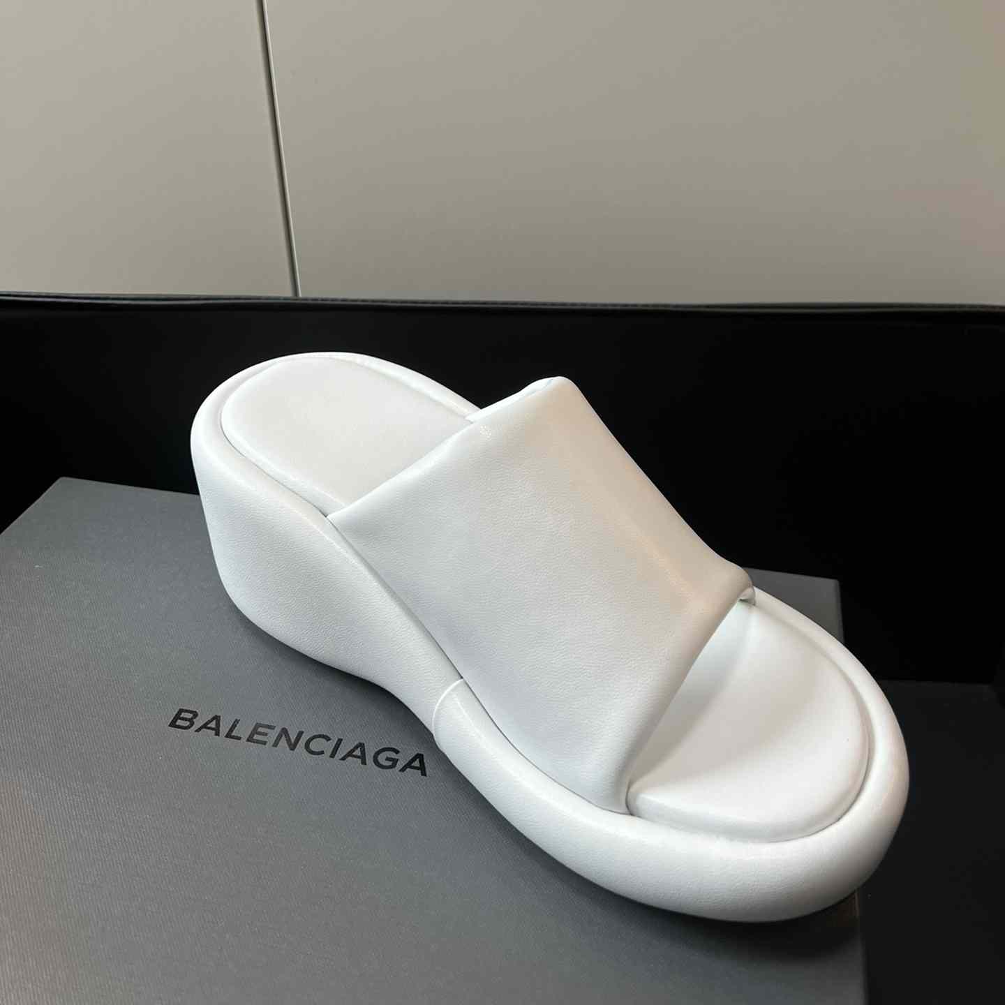 Balenciaga White Rise Wedge Sandals - DopestKickz