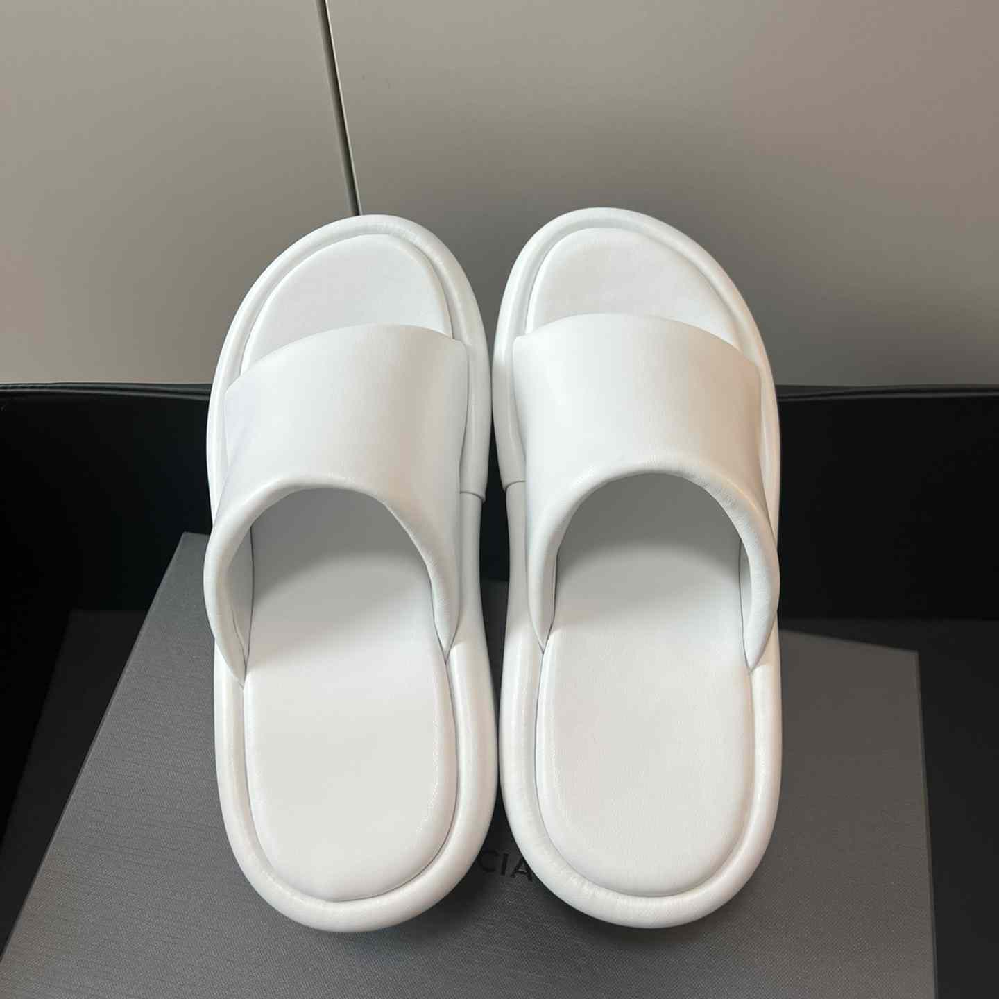 Balenciaga White Rise Wedge Sandals - DopestKickz