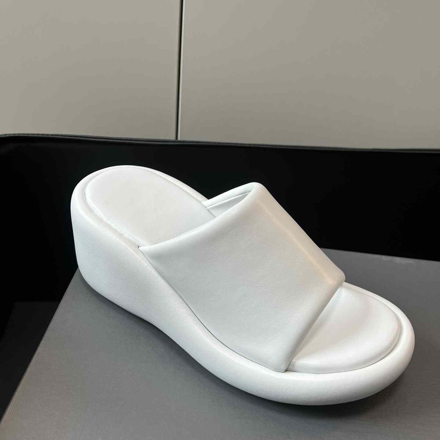 Balenciaga White Rise Wedge Sandals - DopestKickz