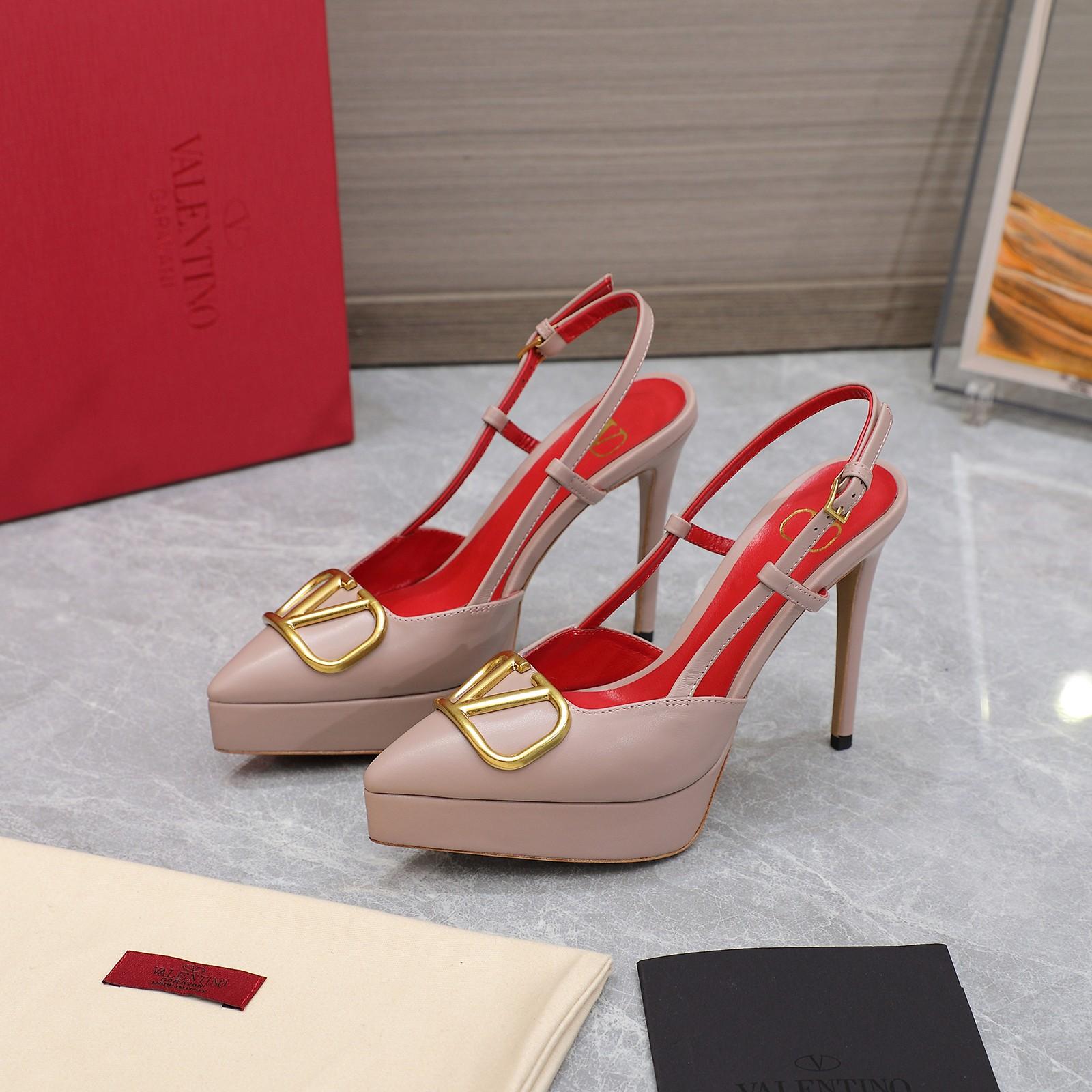 Valenti  VLogo Signature Calfskin Slingback Platform Pump - DopestKickz