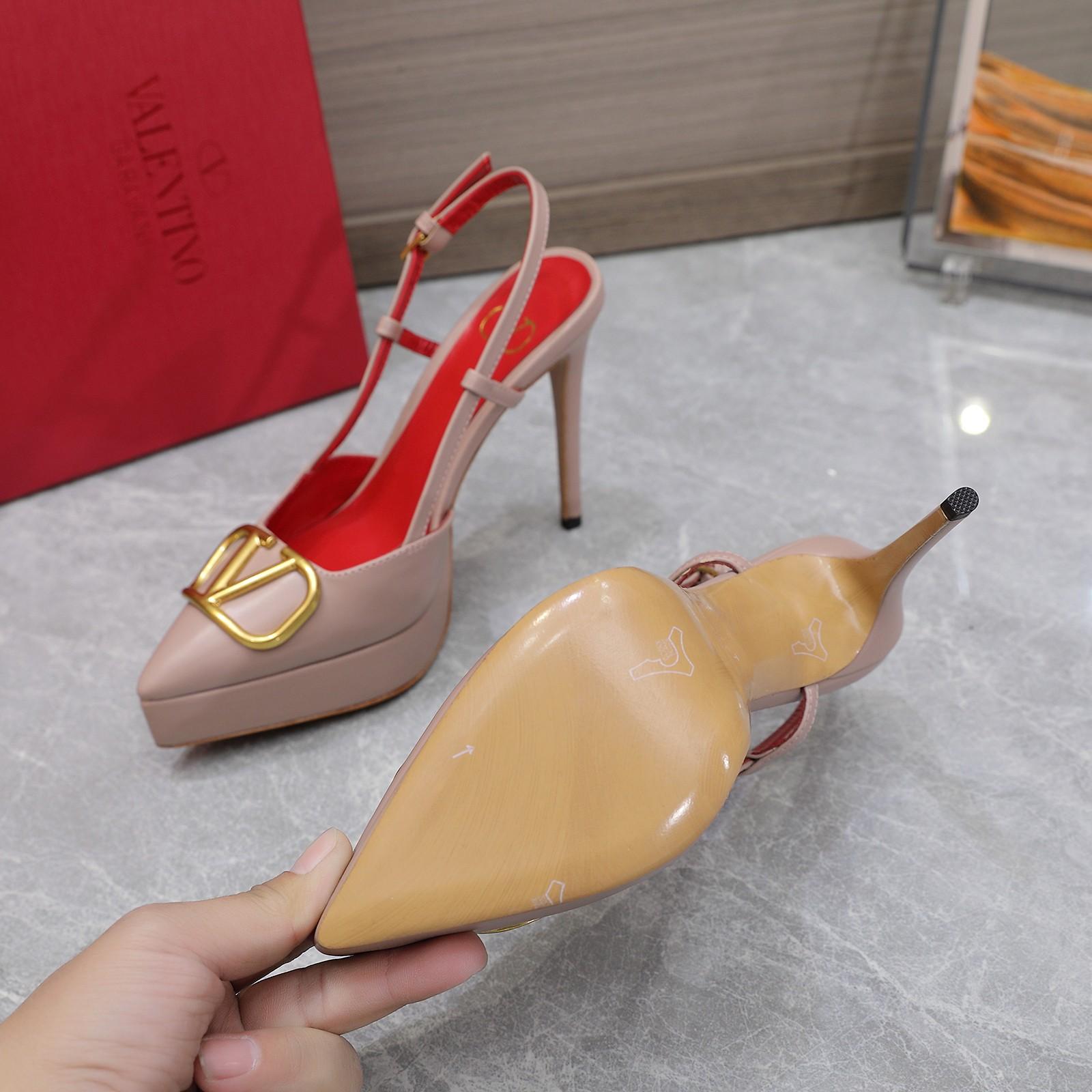 Valenti  VLogo Signature Calfskin Slingback Platform Pump - DopestKickz