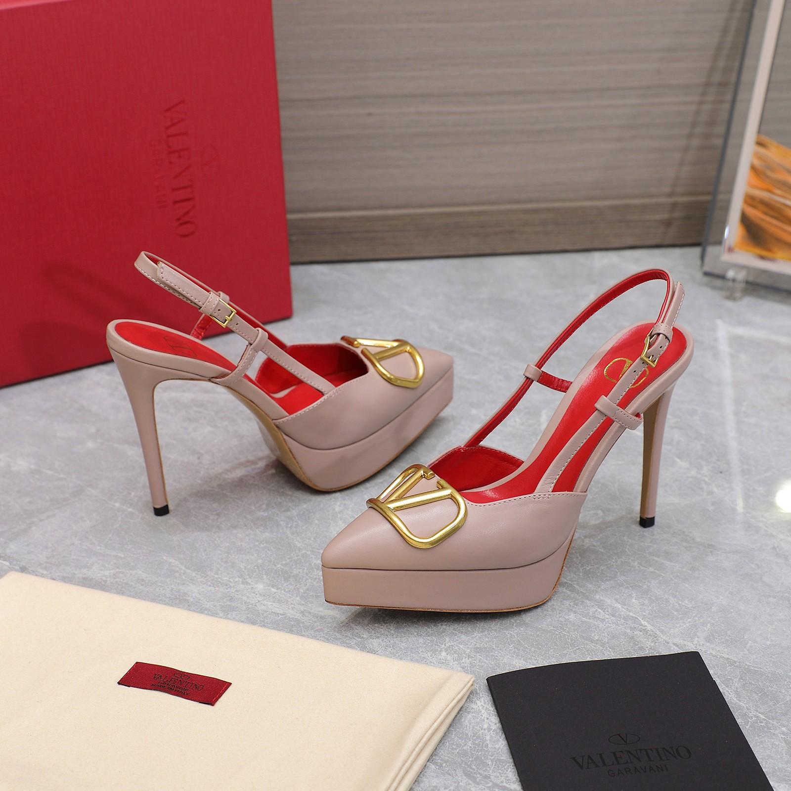 Valenti  VLogo Signature Calfskin Slingback Platform Pump - DopestKickz