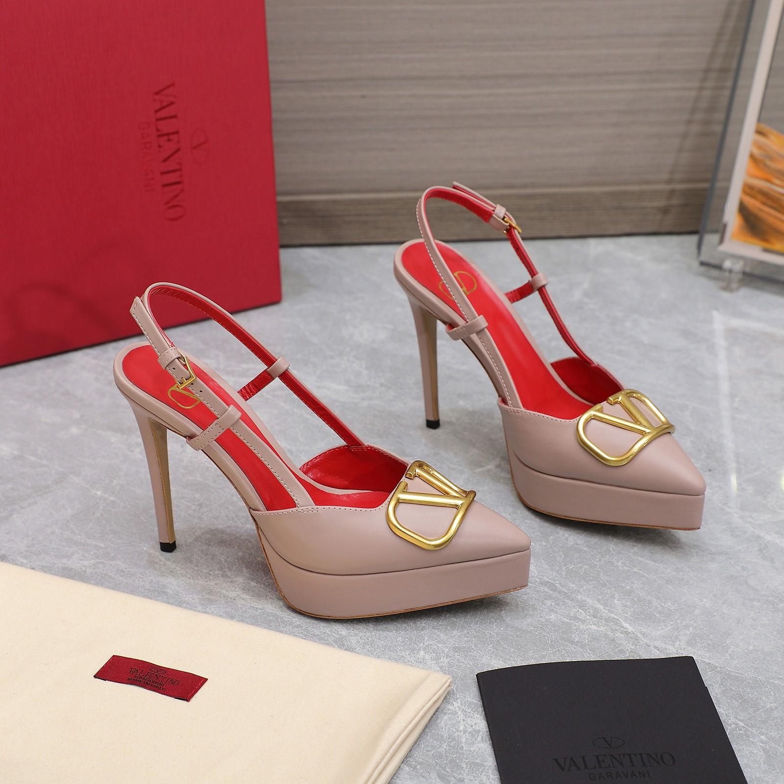 Valenti  VLogo Signature Calfskin Slingback Platform Pump - DopestKickz