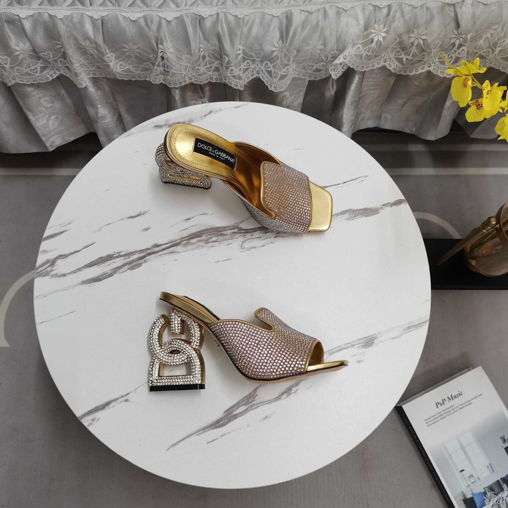 Dolce & Gabbana Mules With Fusible Rhinestone Detailing And DG Pop Heel - DopestKickz