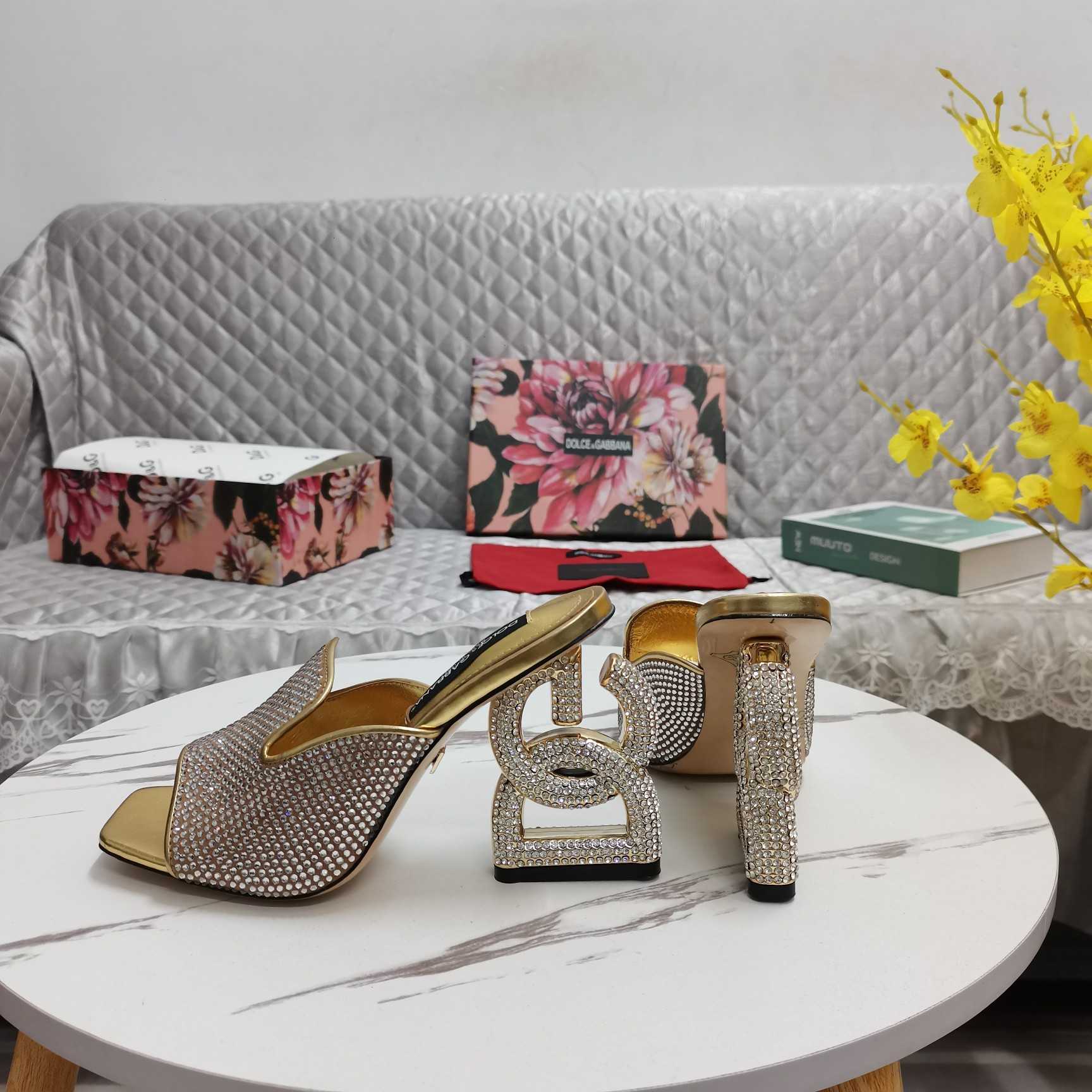 Dolce & Gabbana Mules With Fusible Rhinestone Detailing And DG Pop Heel - DopestKickz