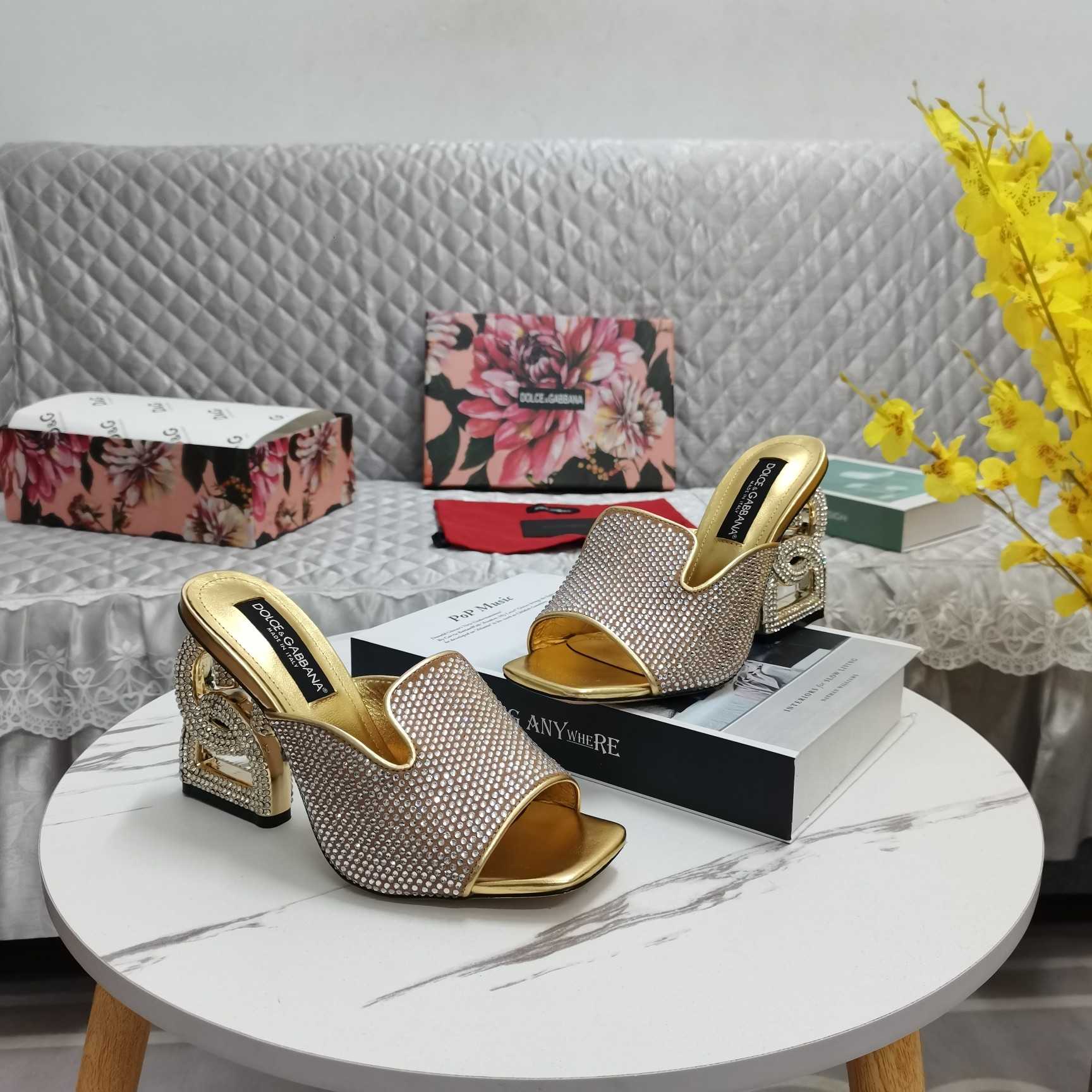 Dolce & Gabbana Mules With Fusible Rhinestone Detailing And DG Pop Heel - DopestKickz