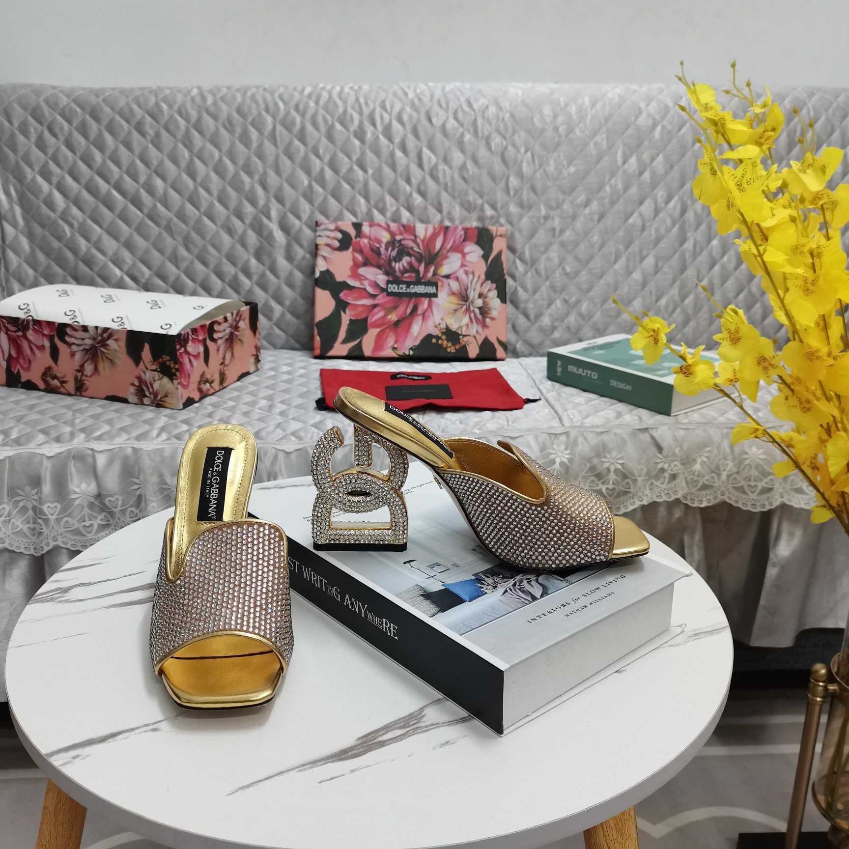 Dolce & Gabbana Mules With Fusible Rhinestone Detailing And DG Pop Heel - DopestKickz