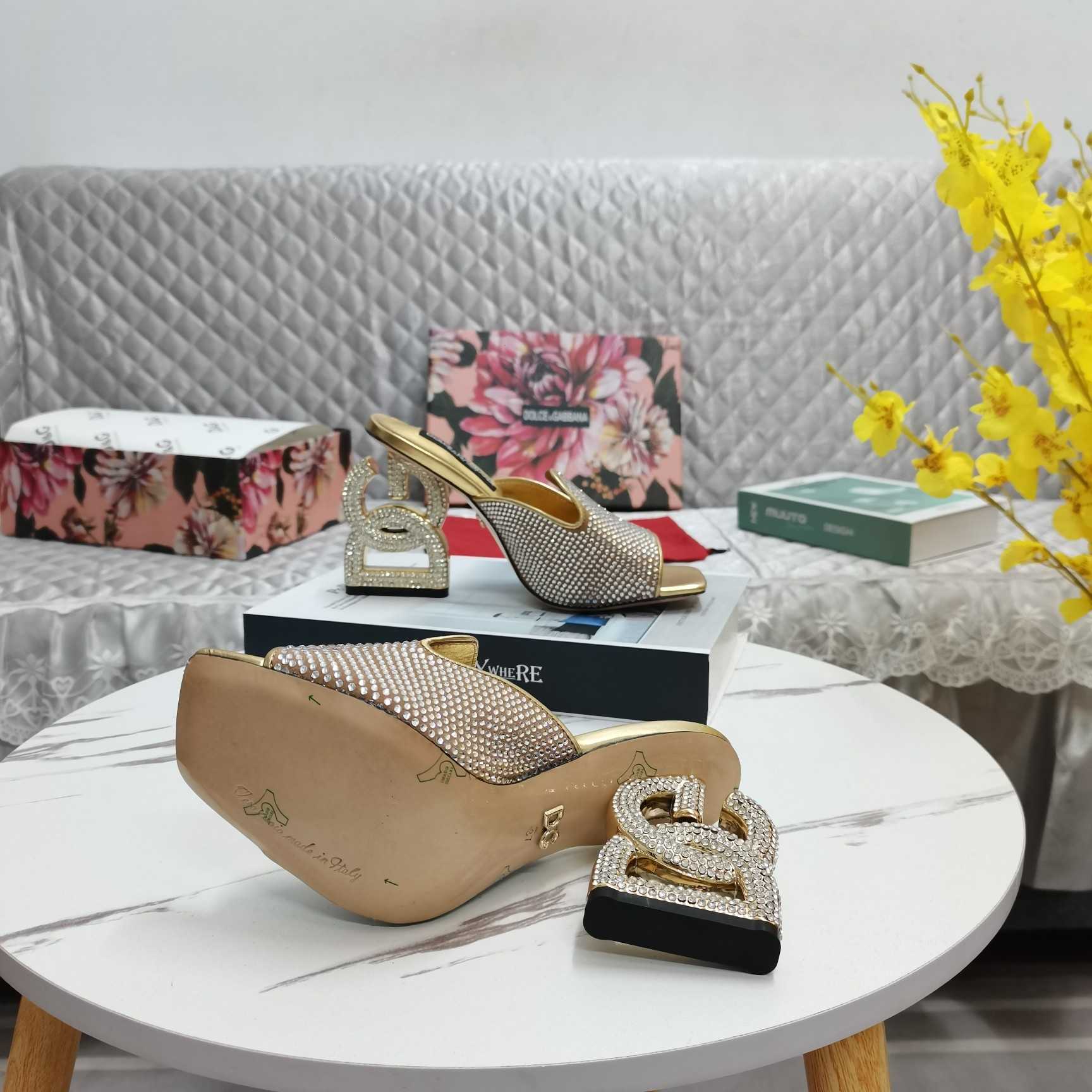 Dolce & Gabbana Mules With Fusible Rhinestone Detailing And DG Pop Heel - DopestKickz