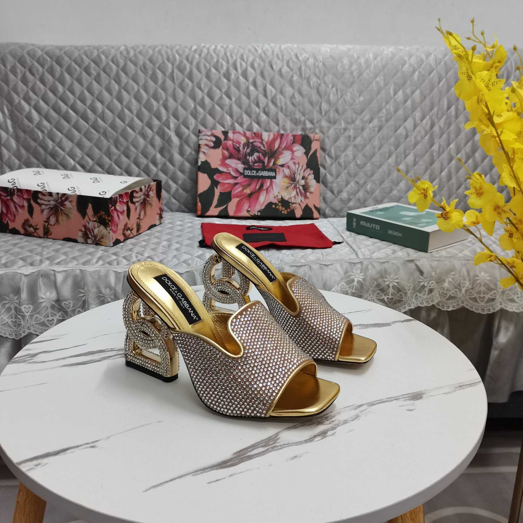 Dolce & Gabbana Mules With Fusible Rhinestone Detailing And DG Pop Heel - DopestKickz