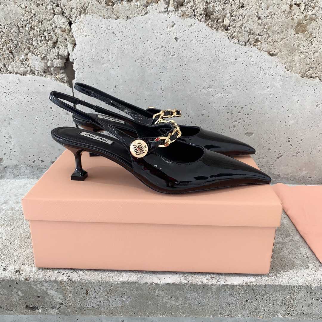 Miu Miu Patent Leather Slingback Pumps - DopestKickz
