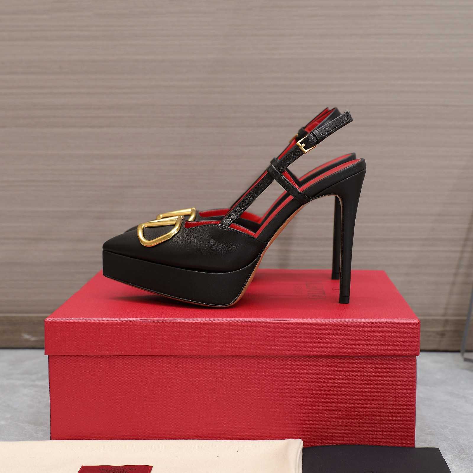 Valenti VLogo Signature Calfskin Slingback Platform Pump - DopestKickz