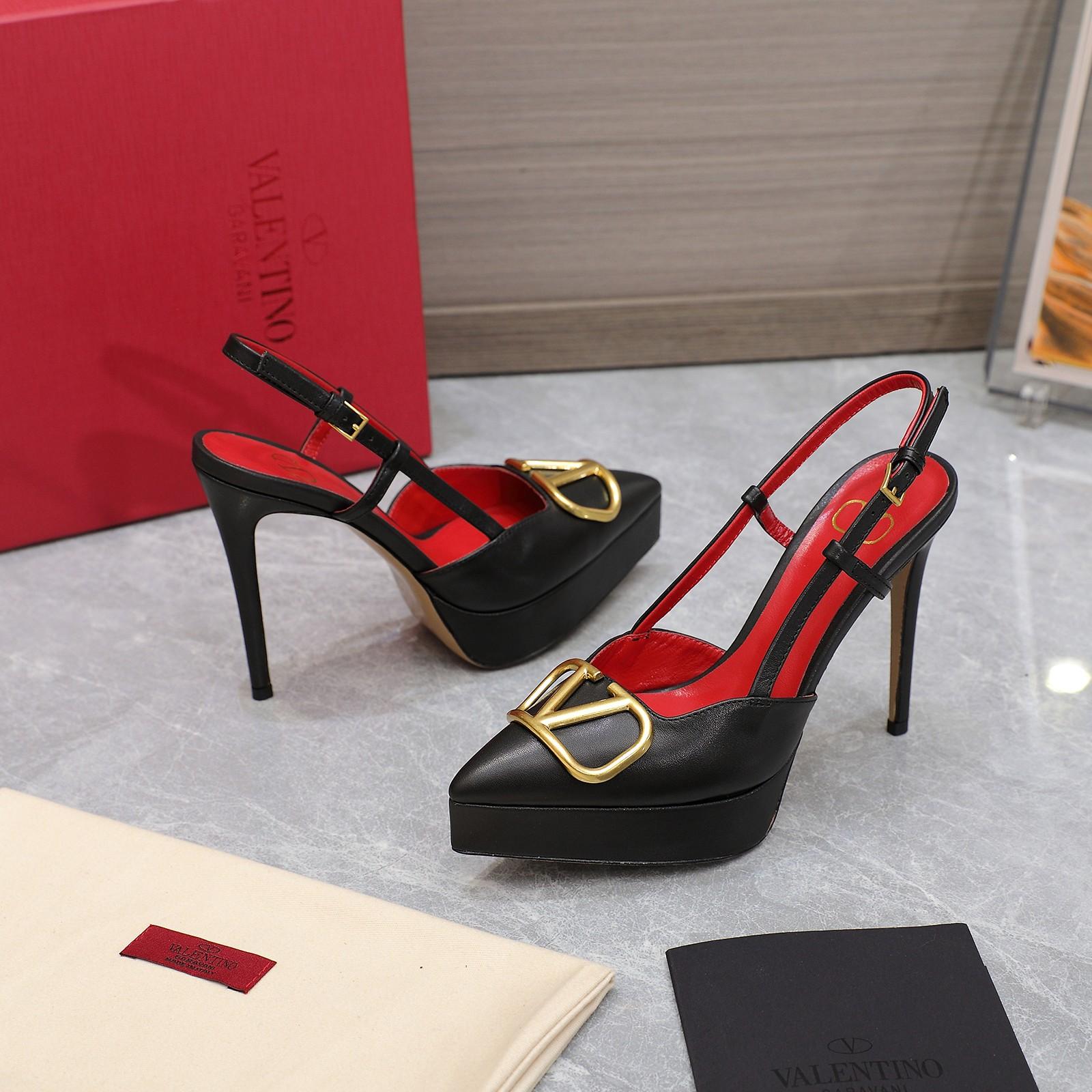 Valenti VLogo Signature Calfskin Slingback Platform Pump - DopestKickz