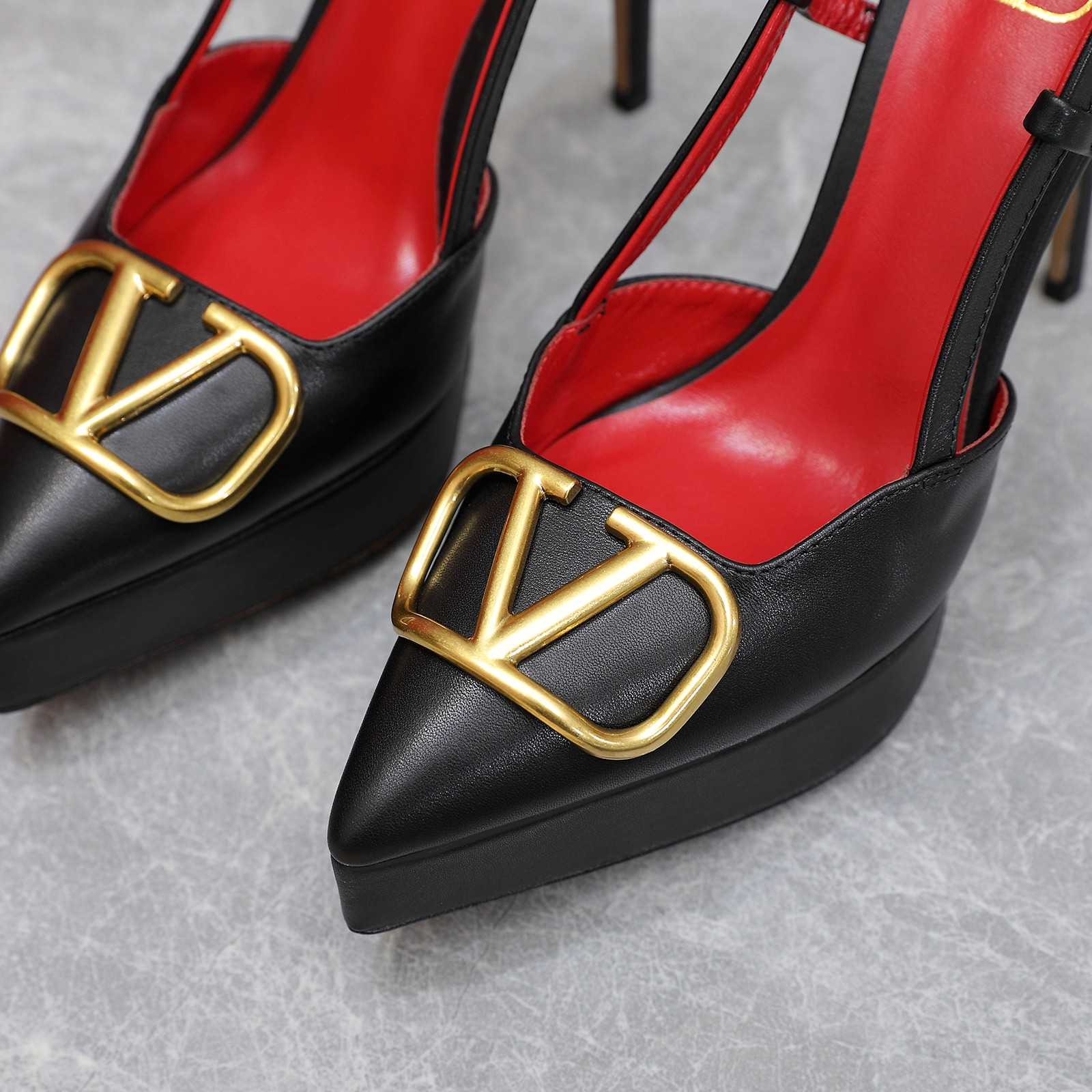 Valenti VLogo Signature Calfskin Slingback Platform Pump - DopestKickz