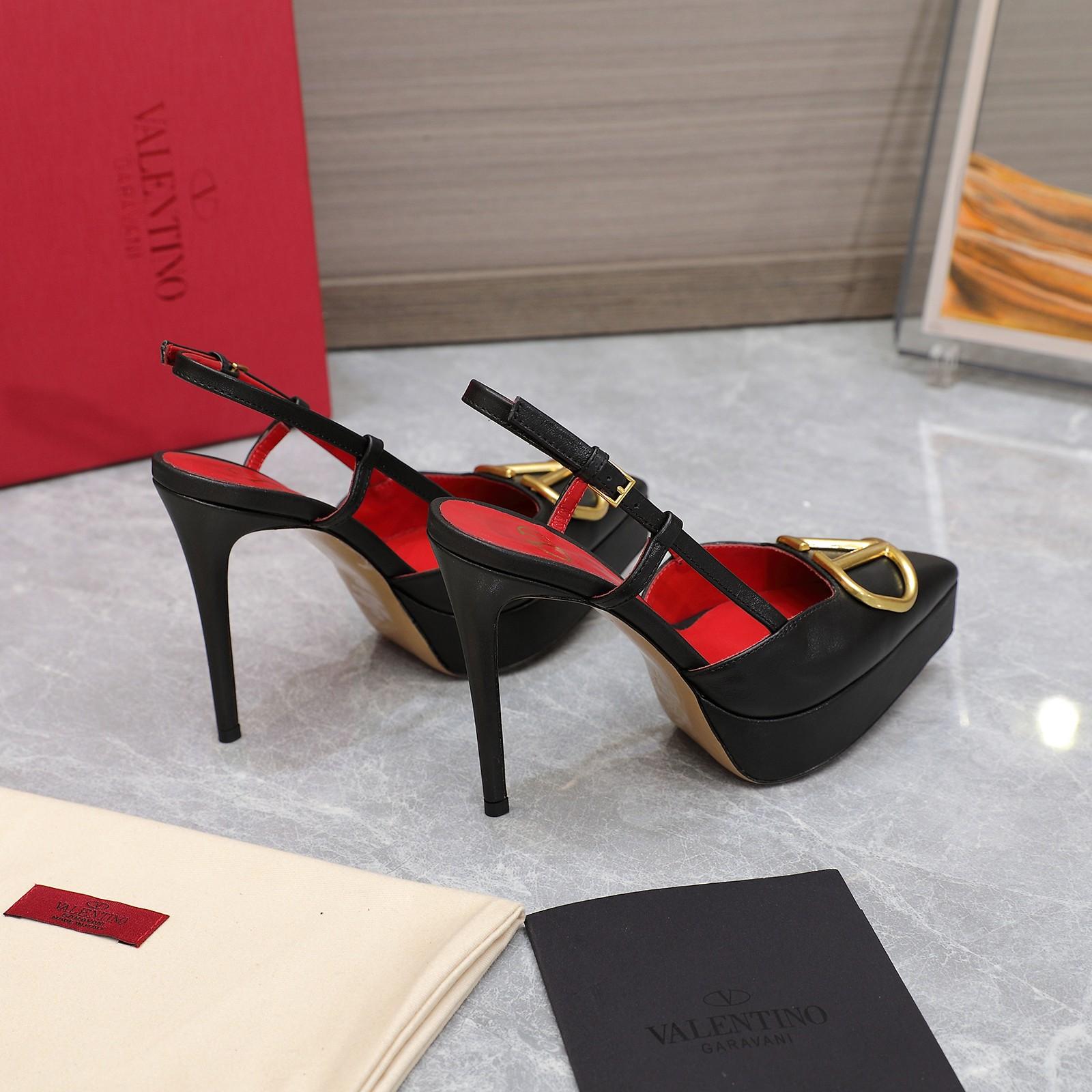 Valenti VLogo Signature Calfskin Slingback Platform Pump - DopestKickz