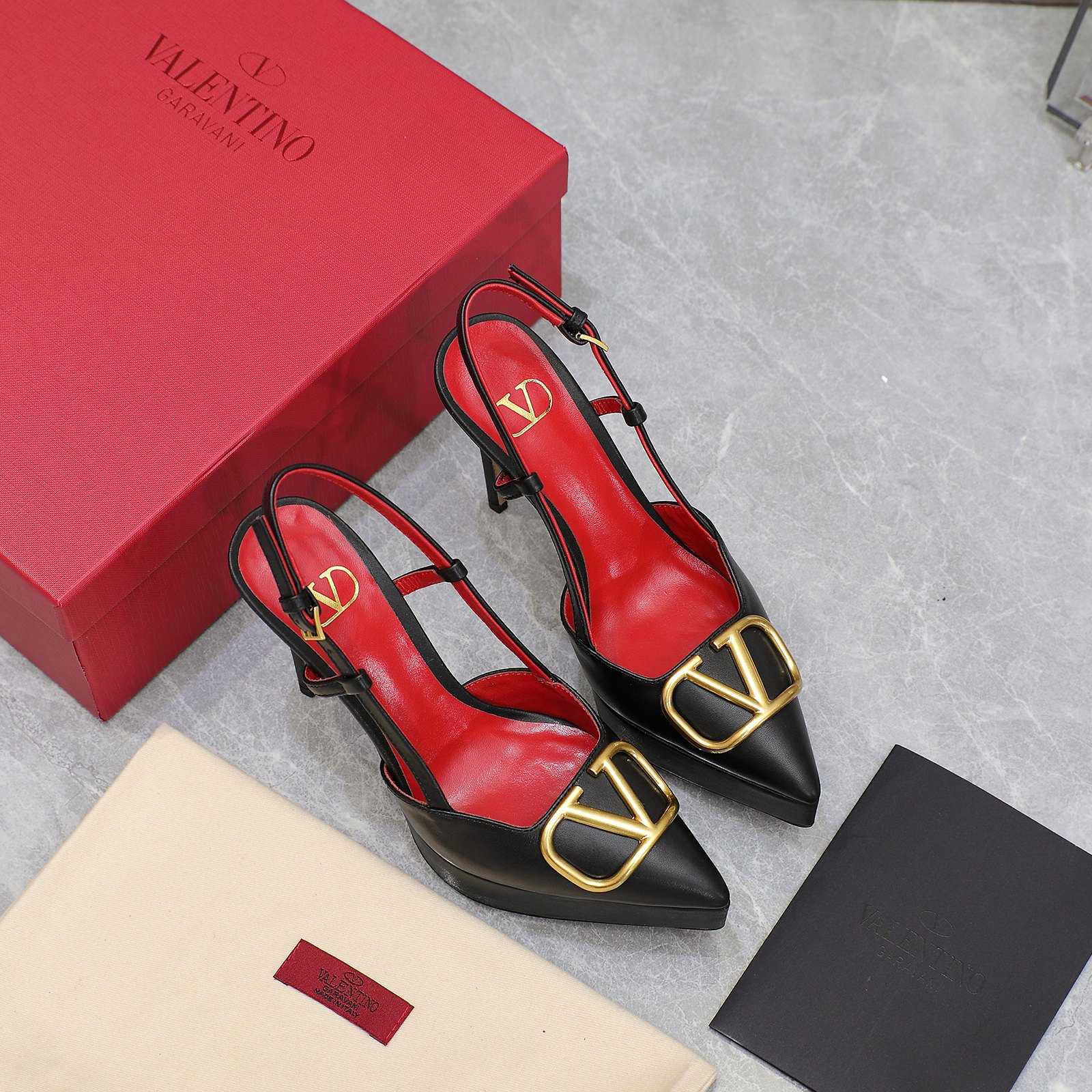 Valenti VLogo Signature Calfskin Slingback Platform Pump - DopestKickz
