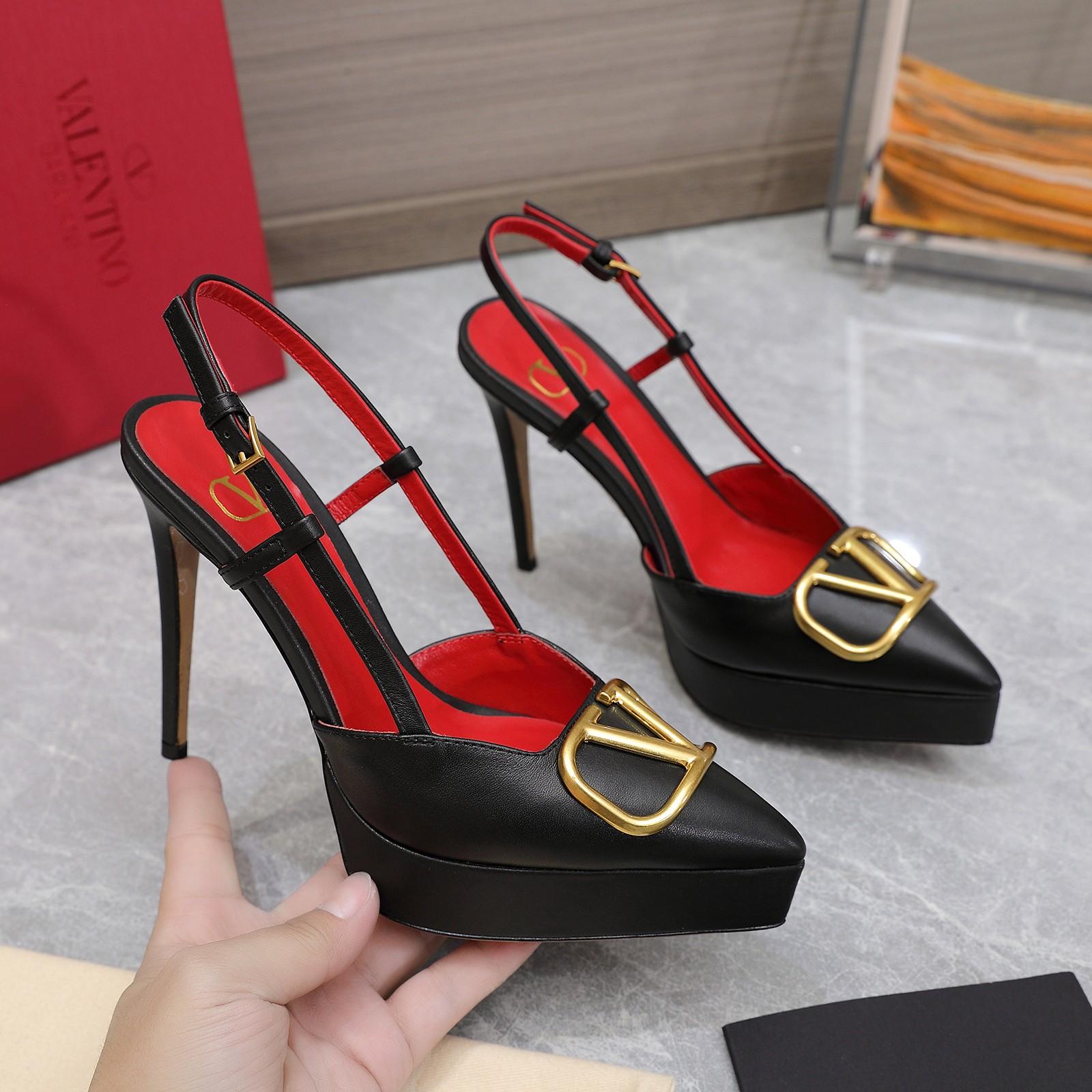 Valenti VLogo Signature Calfskin Slingback Platform Pump - DopestKickz
