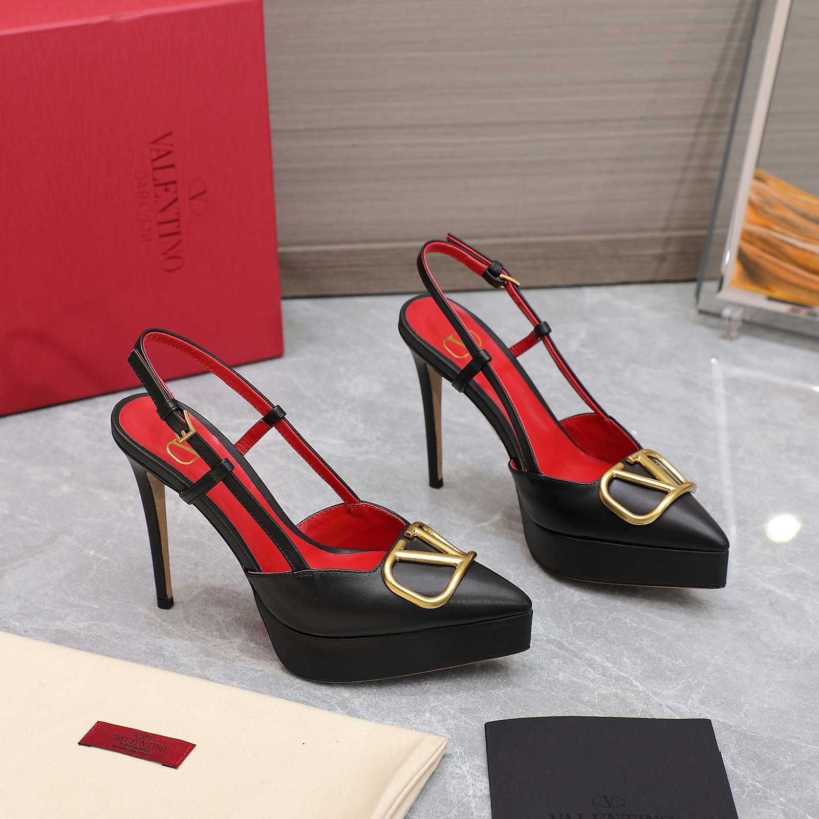 Valenti VLogo Signature Calfskin Slingback Platform Pump - DopestKickz