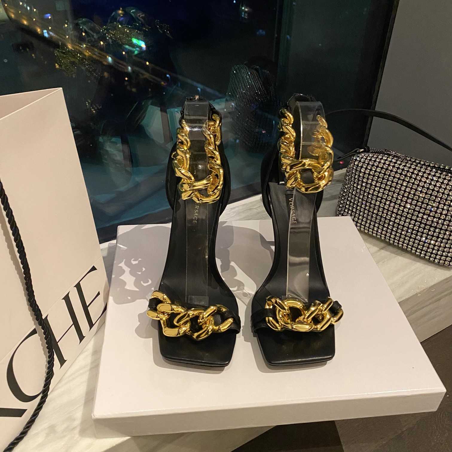 Versace Medusa Chain High Heel Sandals - DopestKickz