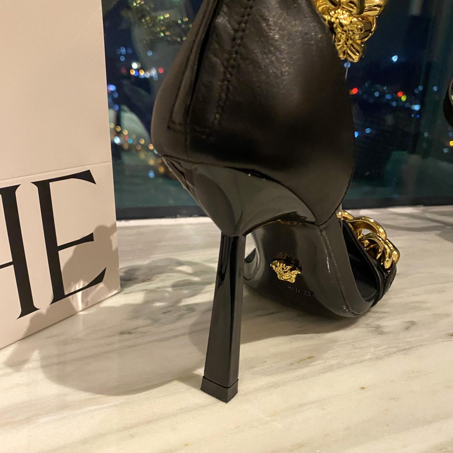 Versace Medusa Chain High Heel Sandals - DopestKickz