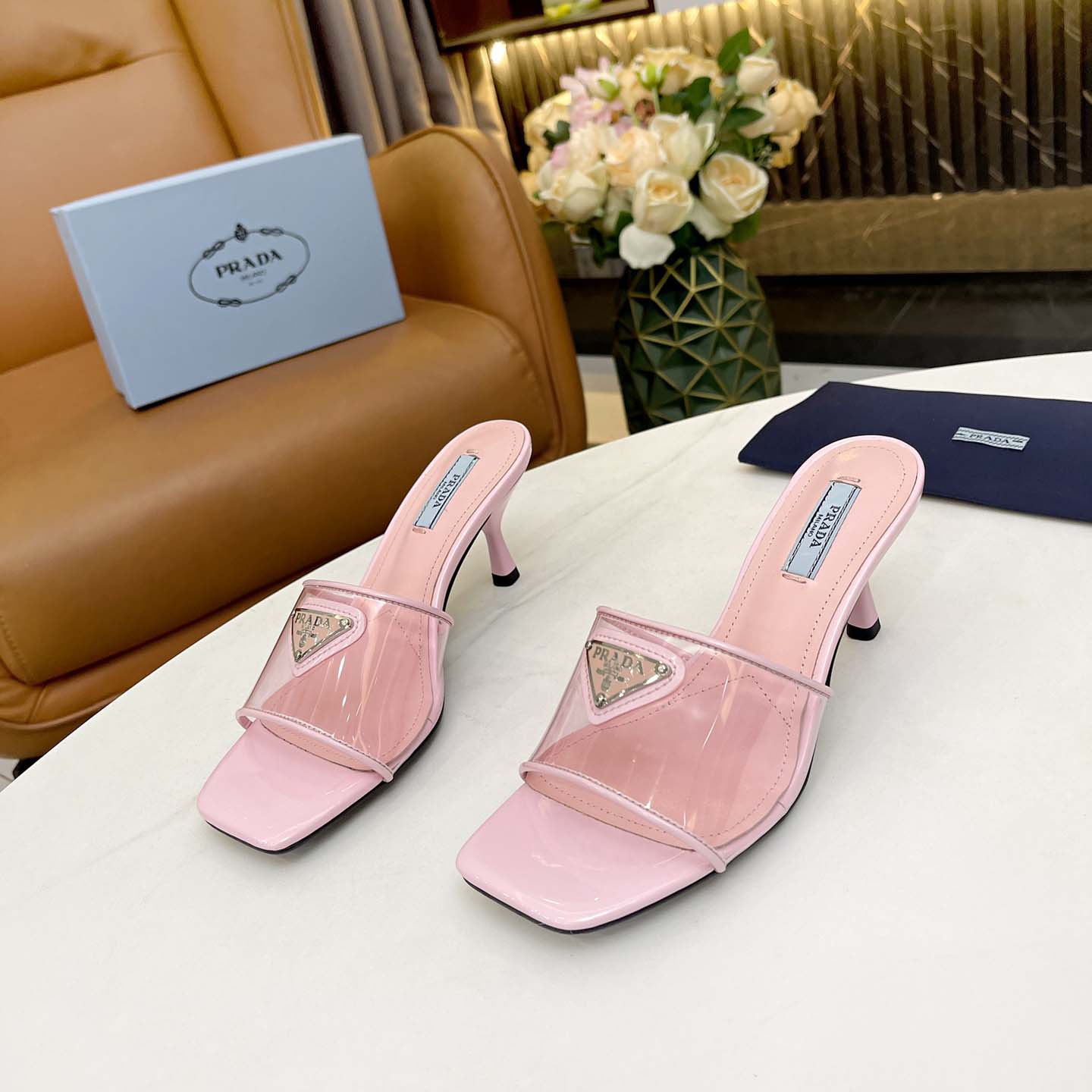 Prada Plexiglas And Patent Leather Sandals - DopestKickz