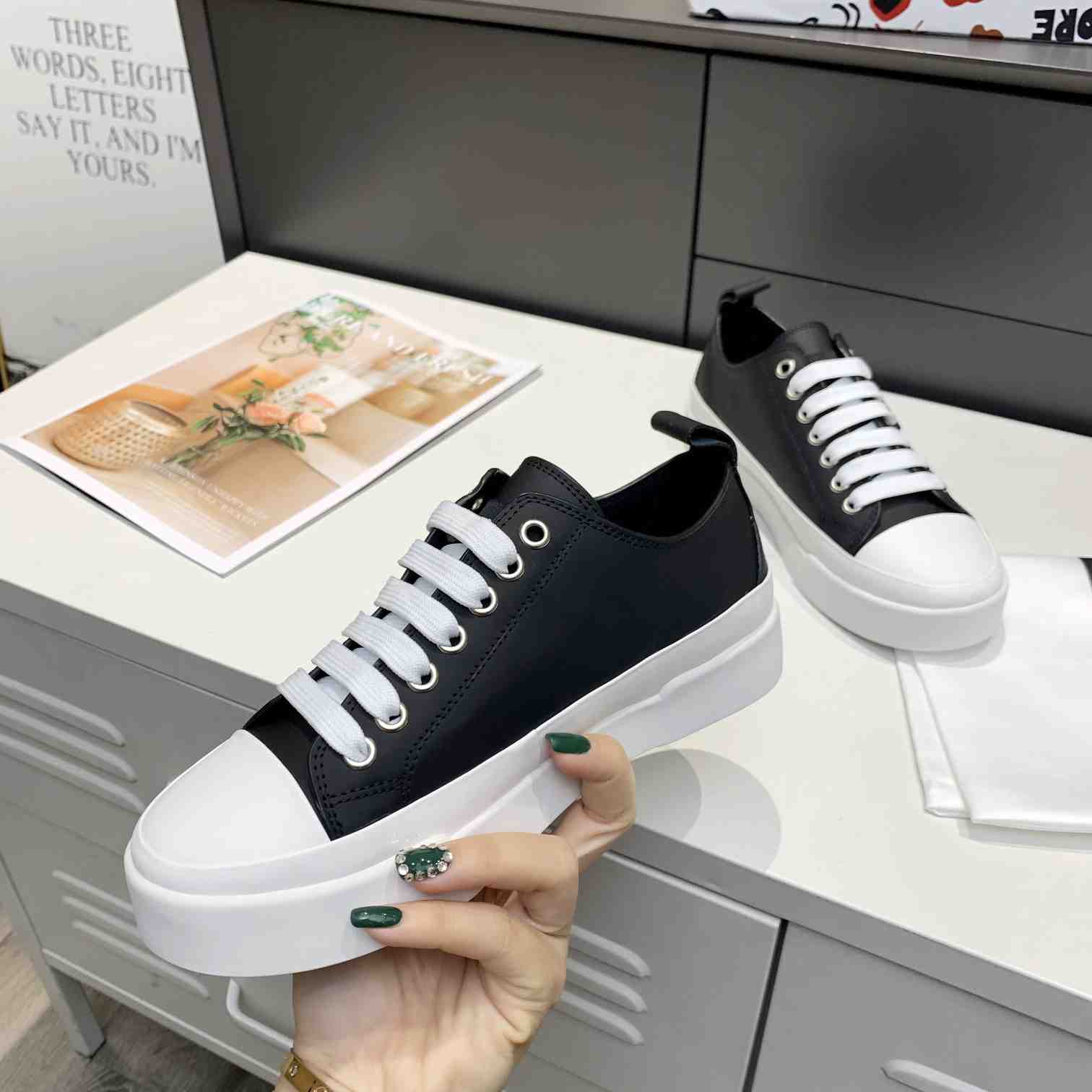 Dolce & Gabbana Calfskin Portofino Light Sneakers With Logo-Detailed Plate And Logo Print - DopestKickz