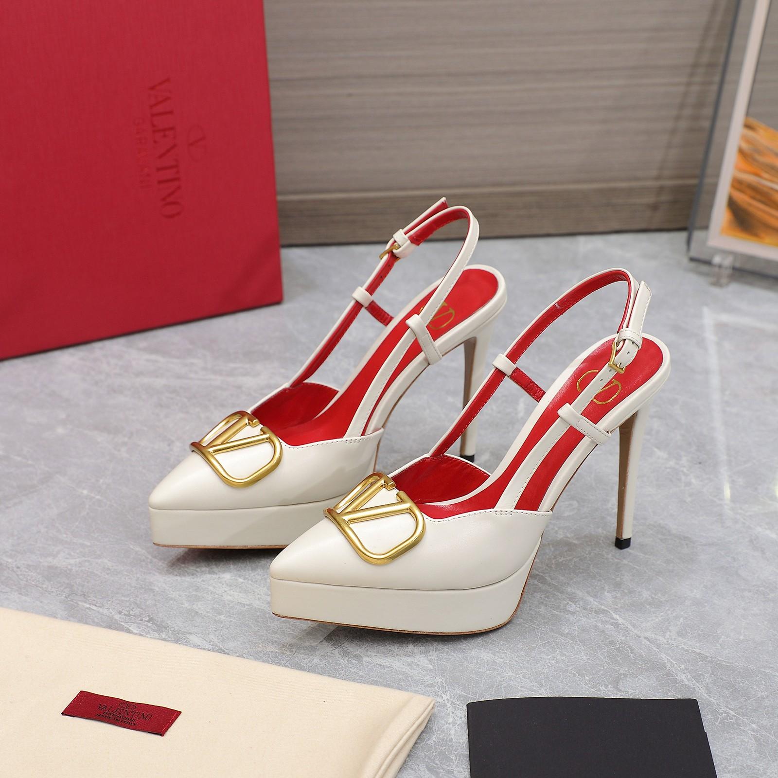 Valenti VLogo Signature Calfskin Slingback Platform Pump - DopestKickz